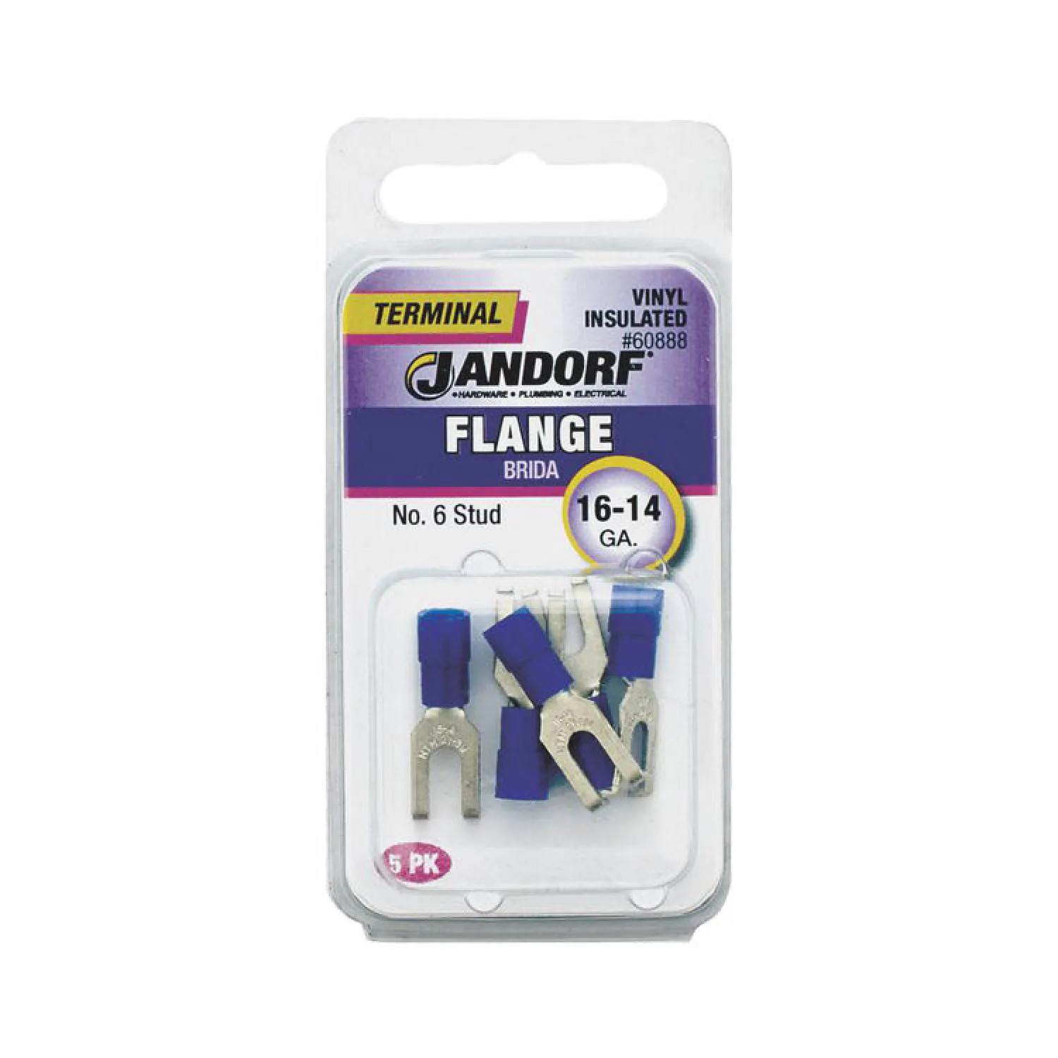 Jandorf 60888 Jandorf 60888 Spade Terminal, 16 - 14 AWG, Insulated, Tin Plated Copper, Blue