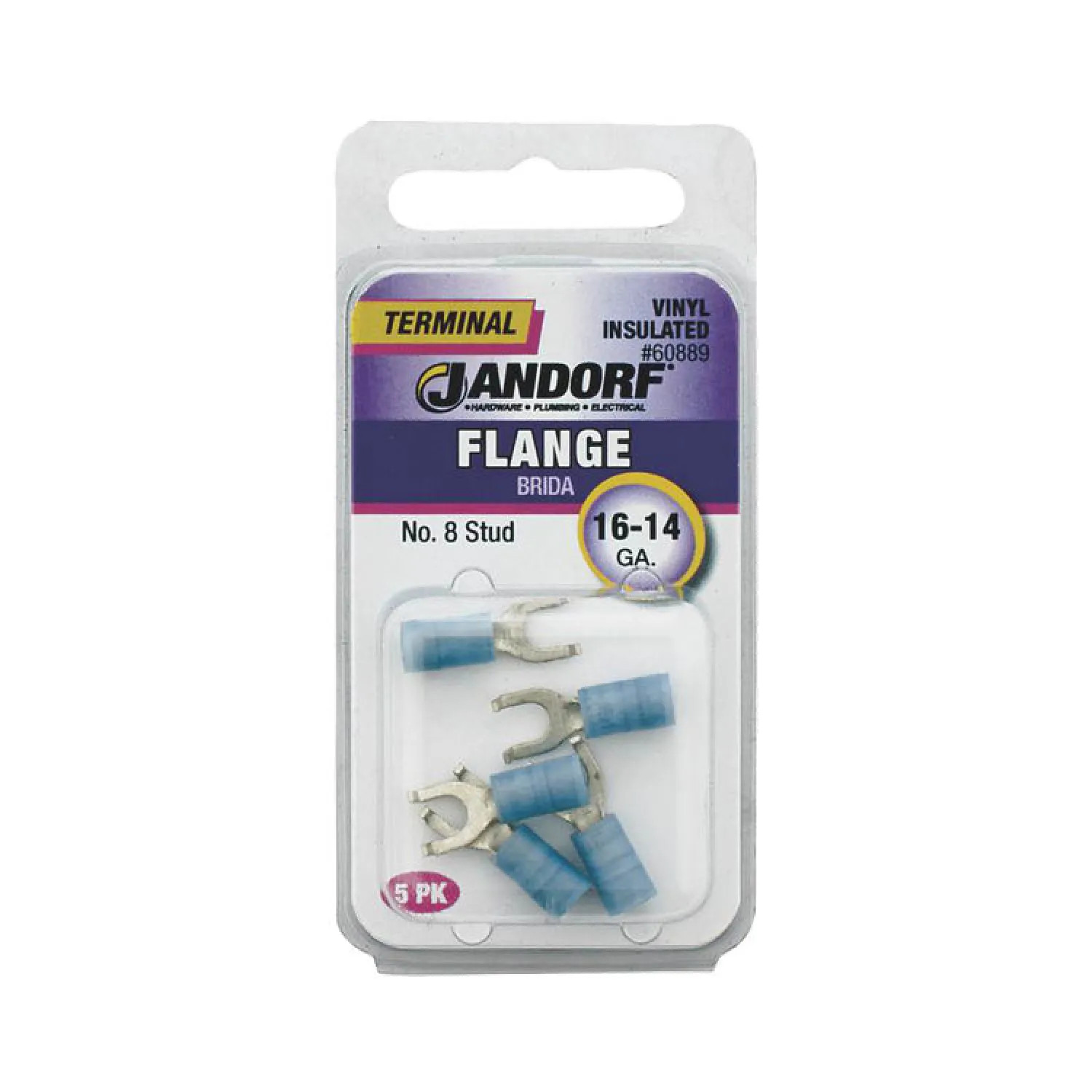 Jandorf 60889 Jandorf 60889 Spade Terminal, 16 - 14 AWG, Insulated, Tin Plated Copper, Blue