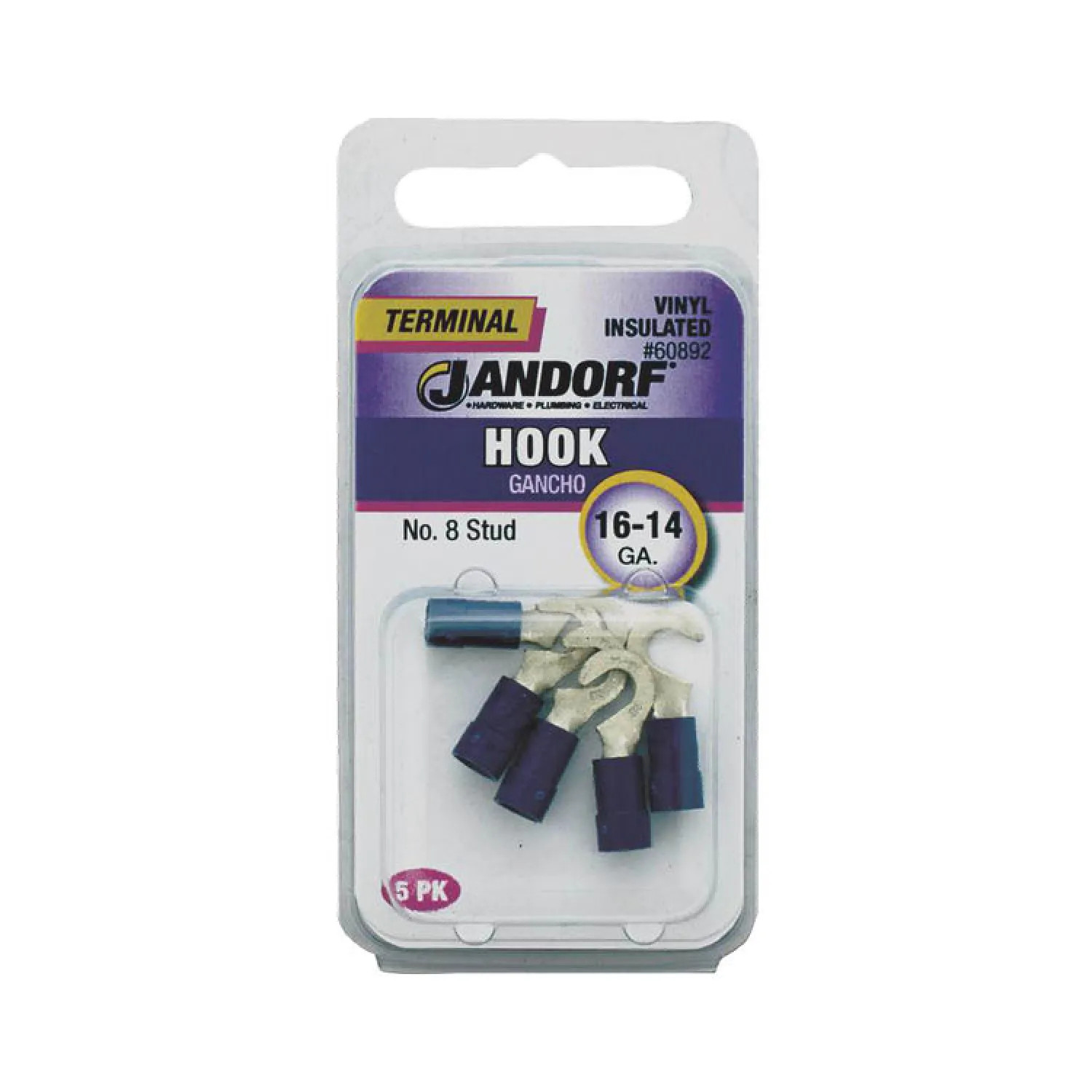 Jandorf 60892 Jandorf 60892 Hook Terminal, 16 - 14 AWG, Insulated, Tin Plated Copper, Blue