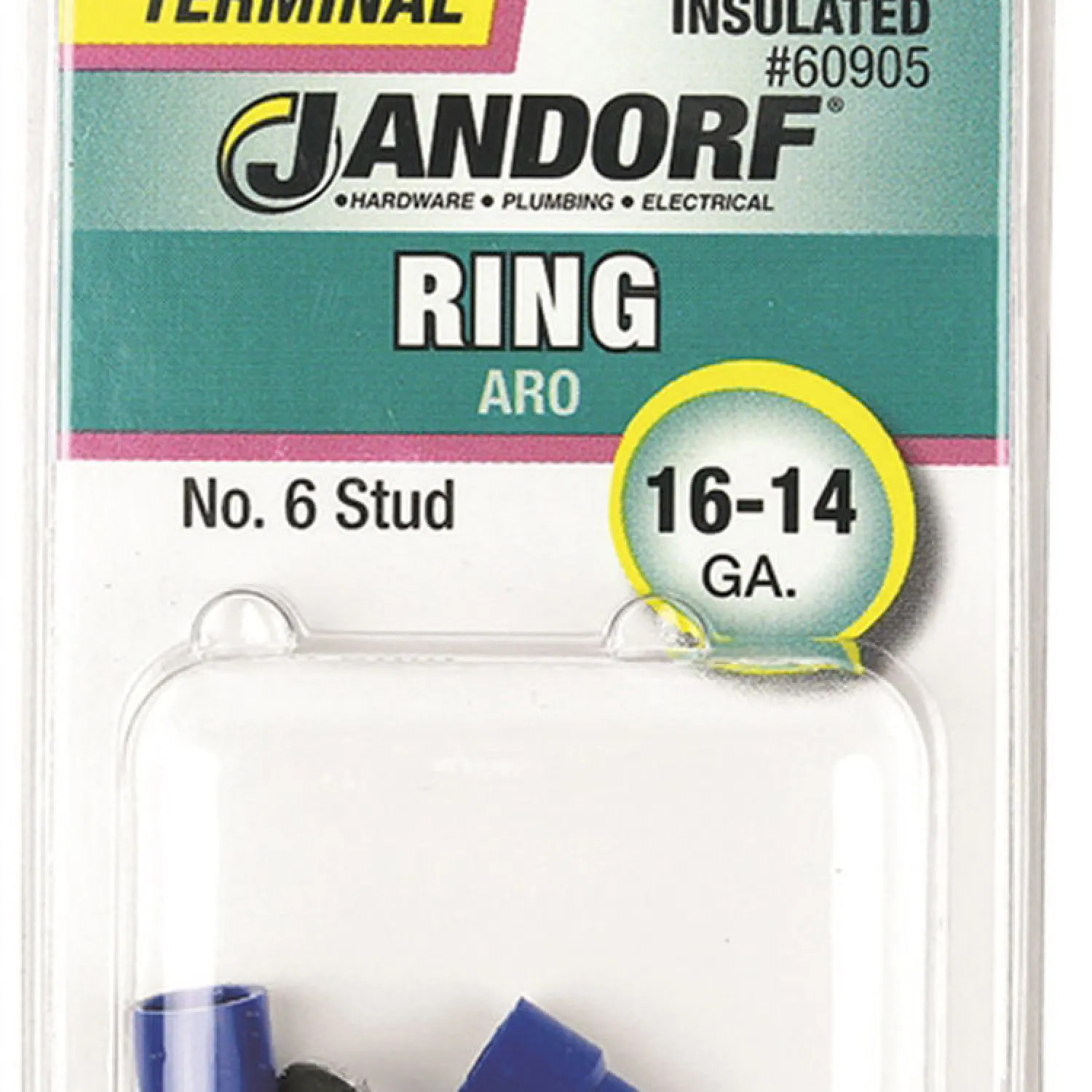Jandorf 60905 Jandorf 60905 Ring Terminal, 16 - 14 AWG, Insulated, Tin Plated Copper, Blue