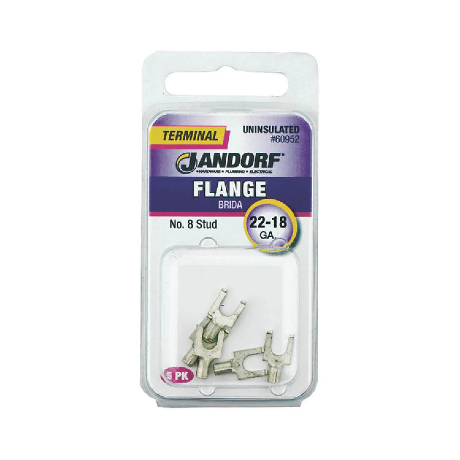 Jandorf 60952 Jandorf 60952 Spade Terminal, 22 - 18 AWG, Non-Insulated, Tin Plated Copper
