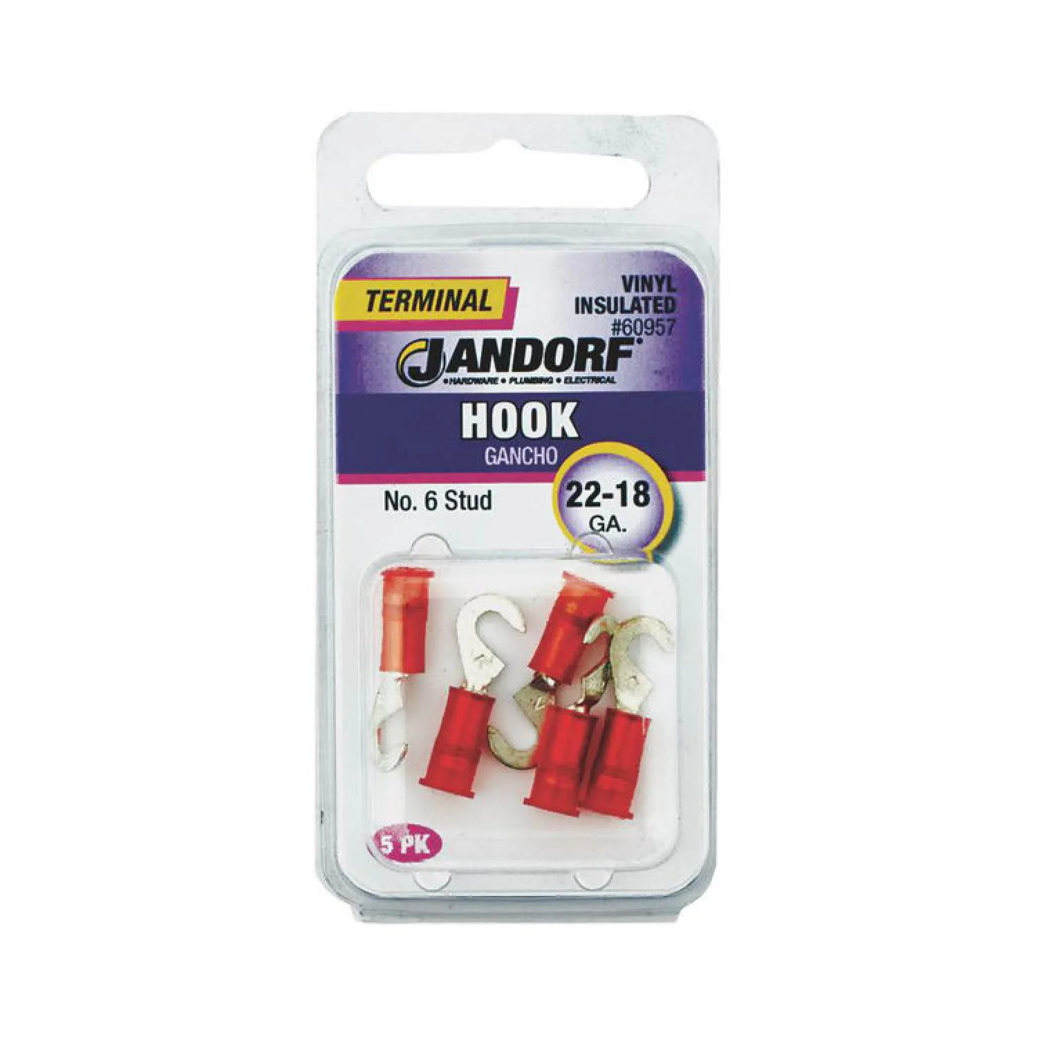 Jandorf 60957 Jandorf 60957 Hook Terminal, 22 - 18 AWG, Insulated, Red