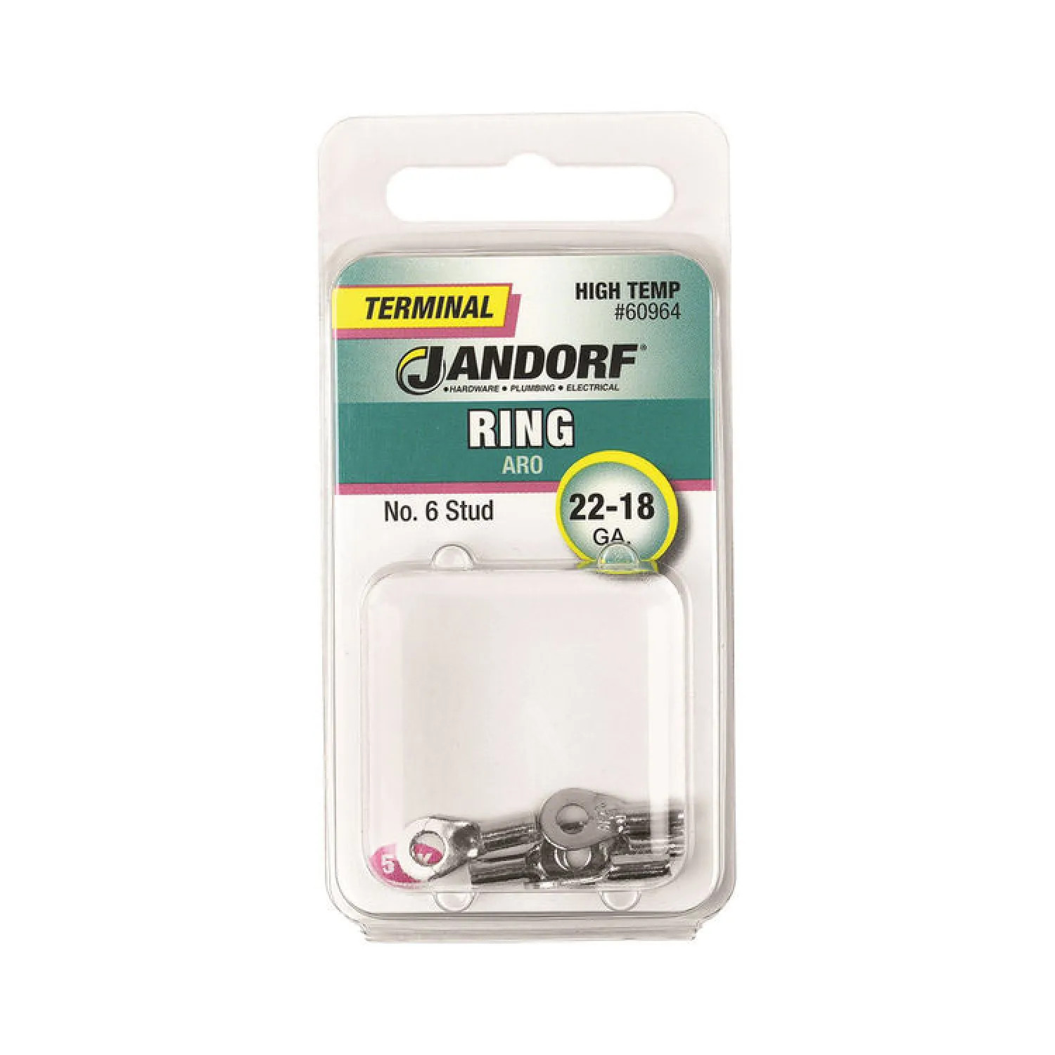 Jandorf 60964 Jandorf 60964 High Temperature Ring Terminal, 22 - 18 AWG, Tin Plated Copper