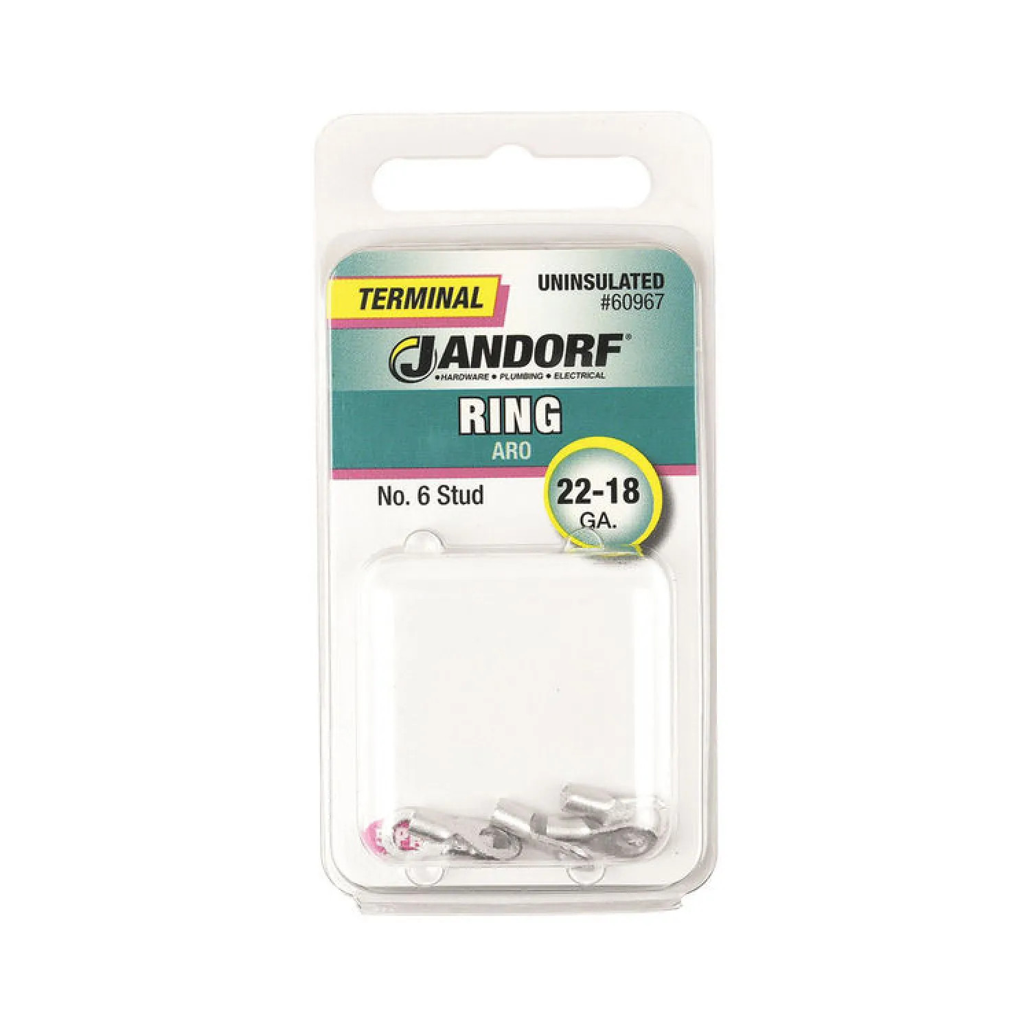 Jandorf 60967 Jandorf 60967 Ring Terminal, 22 - 18 AWG, Non-Insulated, Tin Plated Copper