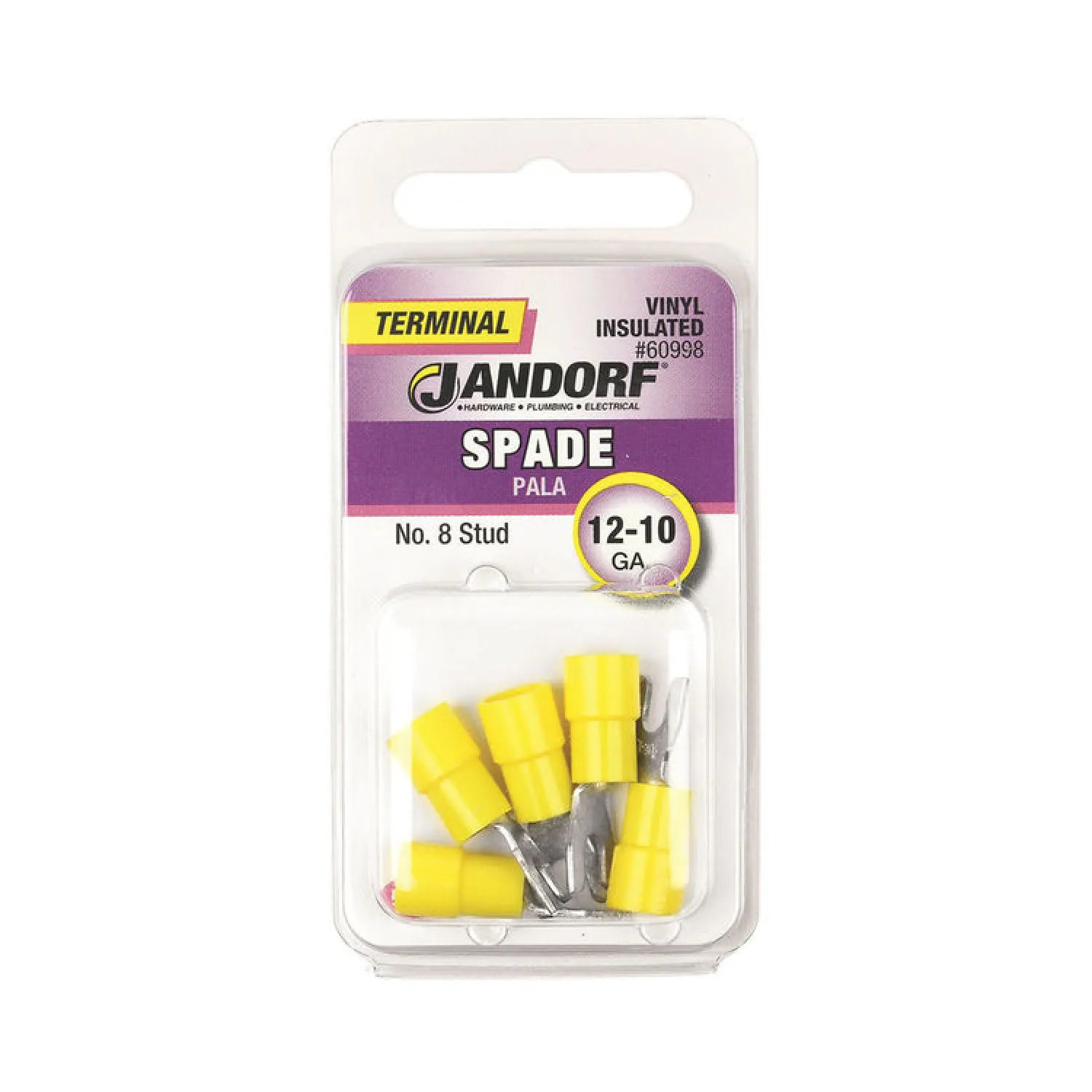 Jandorf 60998 Jandorf 60998 Spade Terminal, 12 - 10 AWG, 600 V, Insulated, Yellow