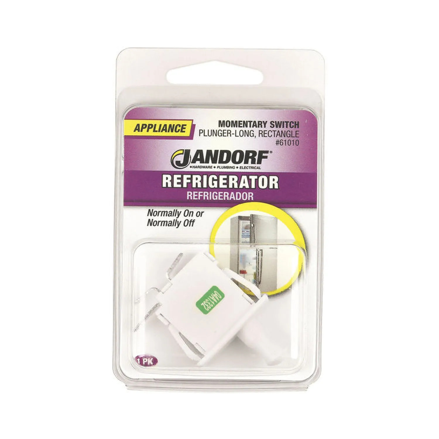 Jandorf 61010 Jandorf 61010 Long Plunger Single Circuit Push Button Switch, 250 V, 10 A, 1 P