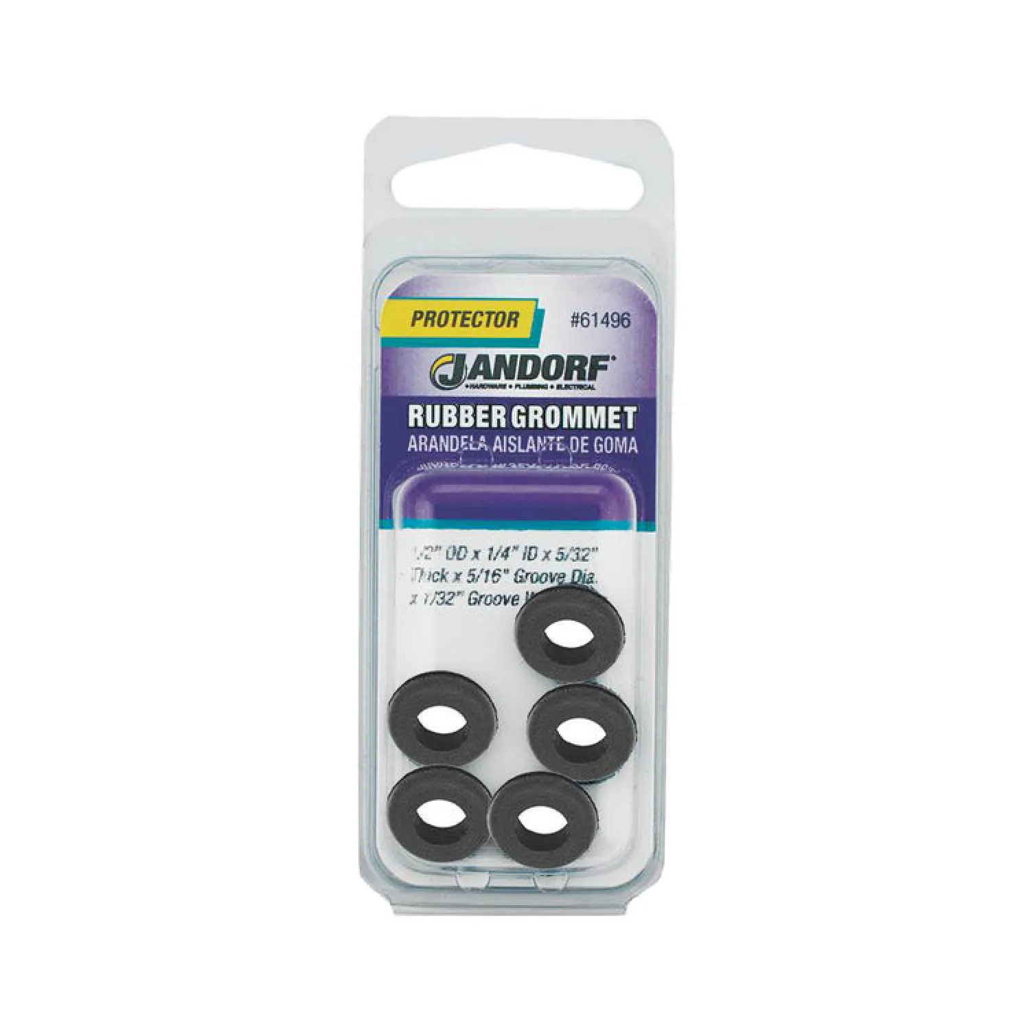 Jandorf 61496 Jandorf 61496 Grommet, 1/4 in ID x 1/2 in OD x 5/32 in T, Rubber, Black