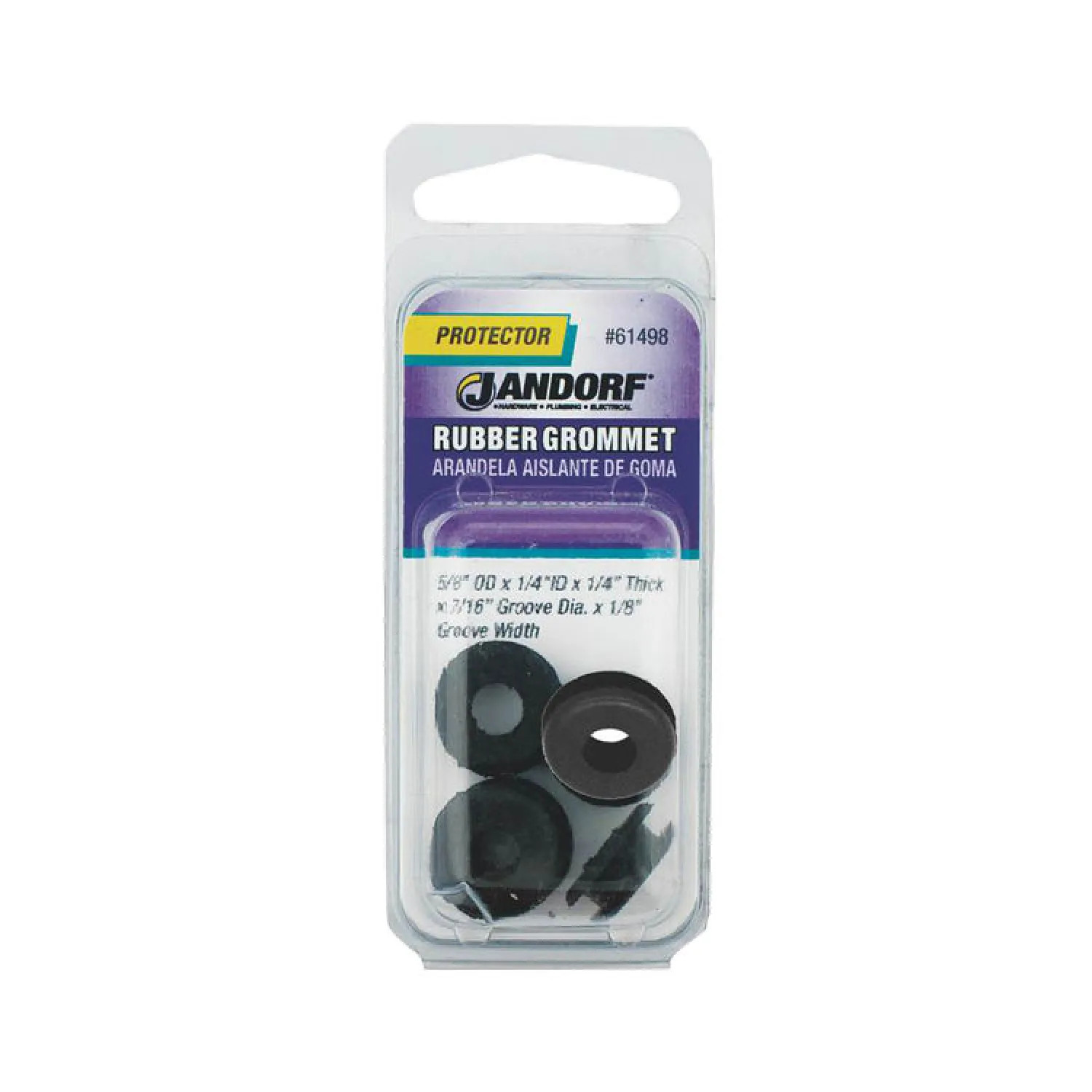 Jandorf 61498 Jandorf 61498 Grommet, 1/4 in ID x 5/8 in OD x 1/4 in T, Rubber, Black