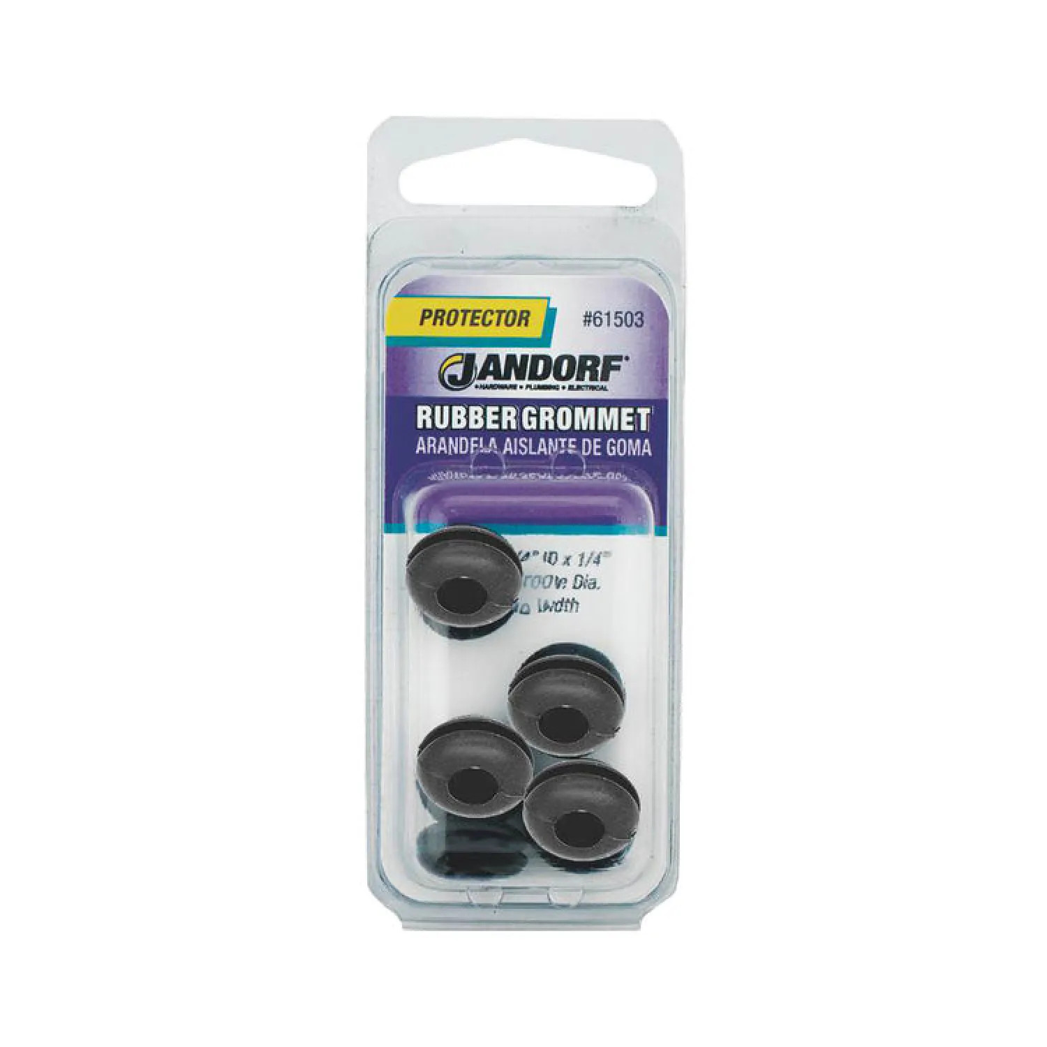 Jandorf 61503 Jandorf 61503 Grommet, 1/4 in ID x 9/16 in OD x 1/4 in T, Rubber, Black