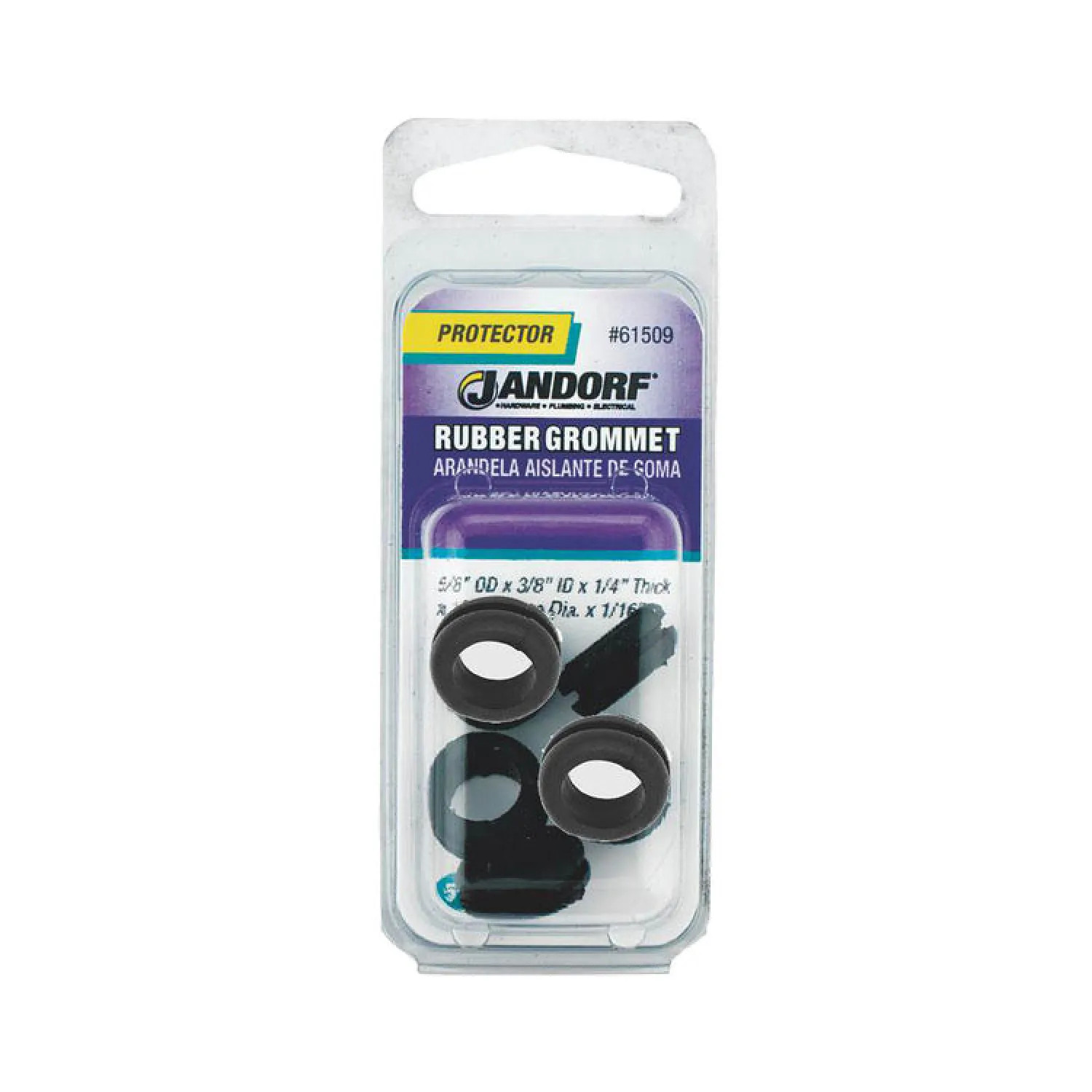Jandorf 61509 Jandorf 61509 Grommet, 3/8 in ID x 5/8 in OD x 1/4 in T, Rubber, Black