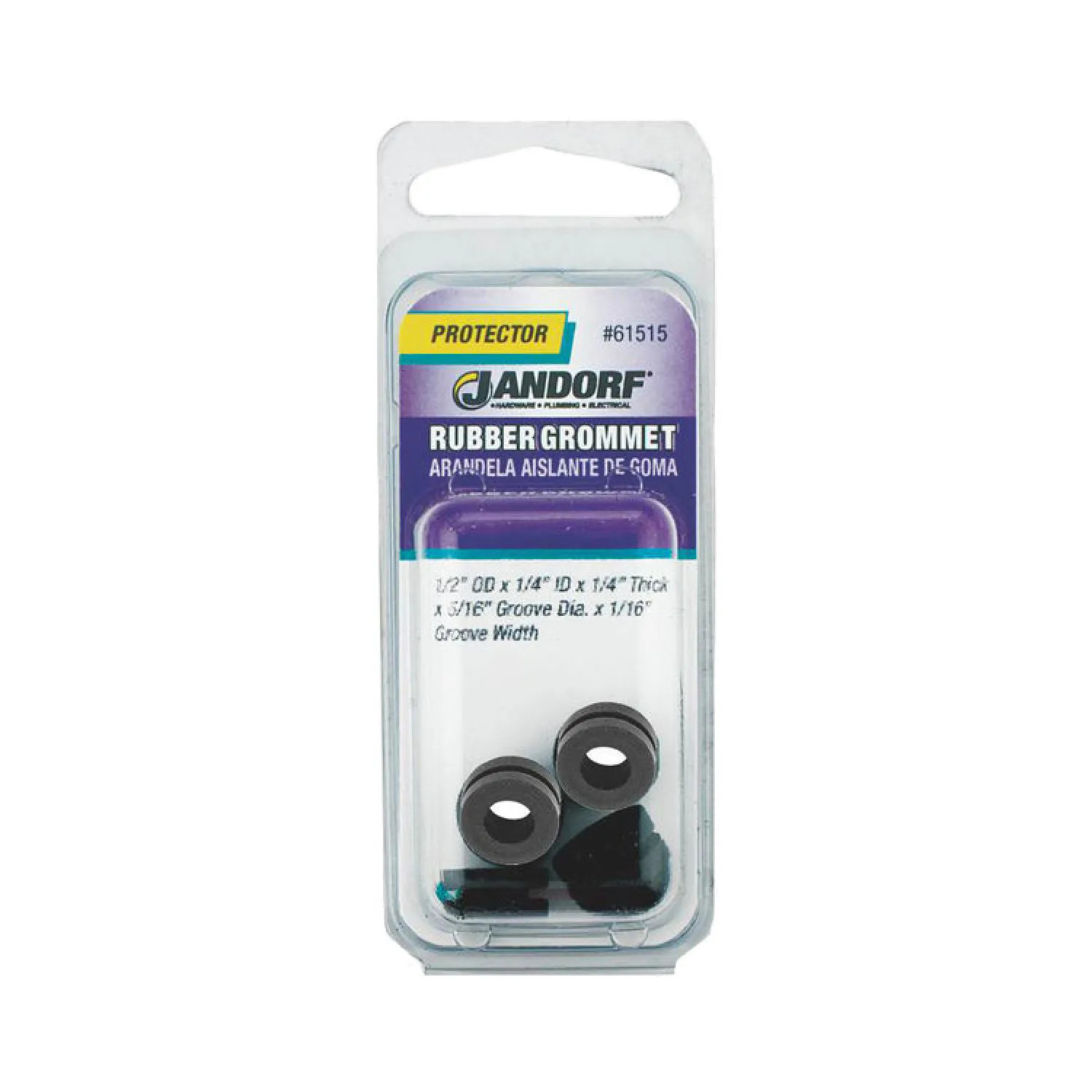 Jandorf 61515 Jandorf 61515 Grommet, 1/4 in ID x 1/2 in OD x 1/4 in T, Rubber, Black