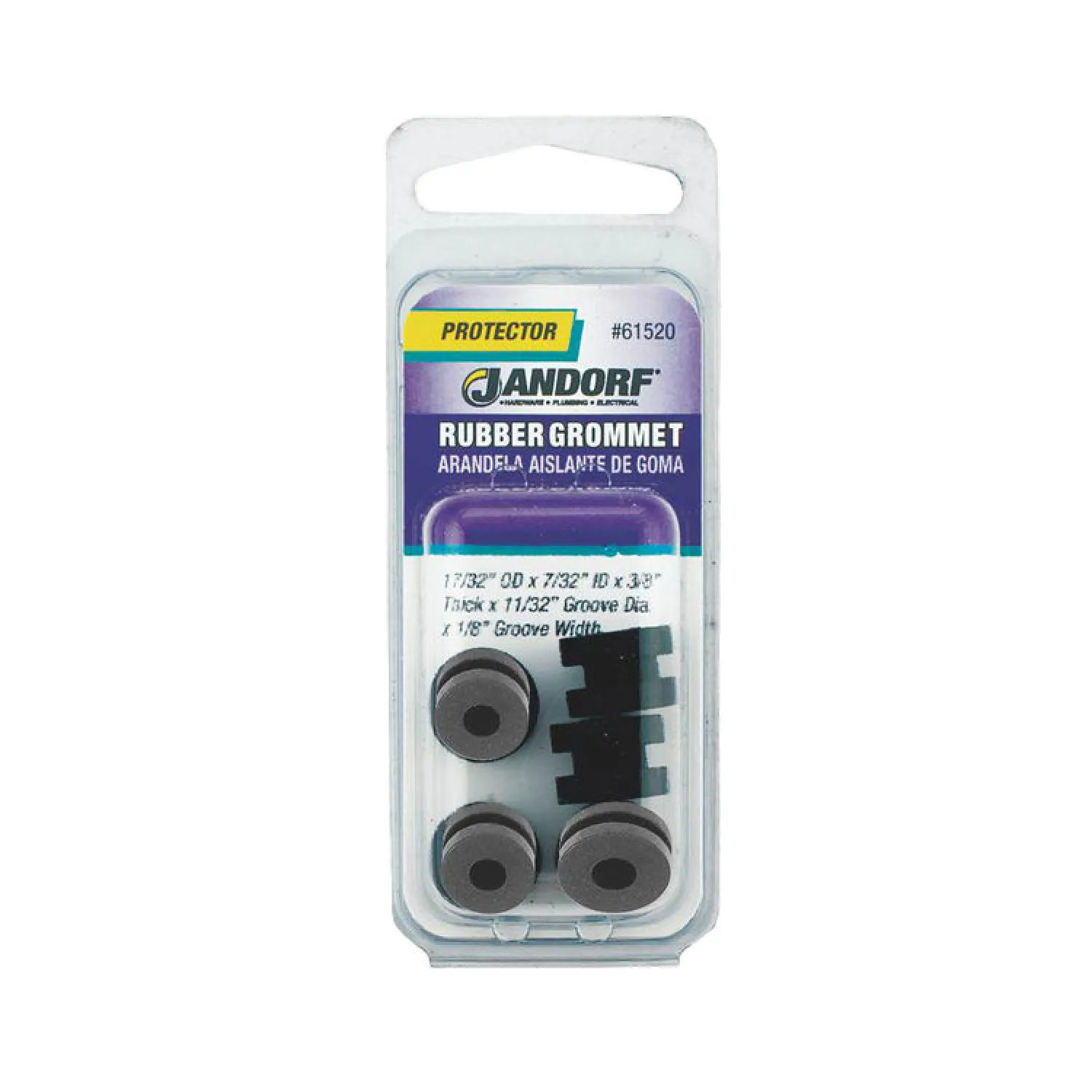 Jandorf 61520 Jandorf 61520 Grommet, 7/32 in ID x 17/32 in OD x 3/8 in T, Rubber, Black