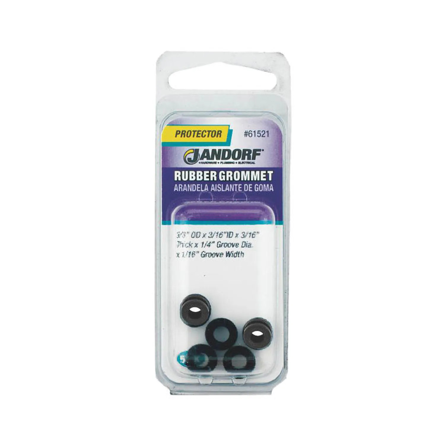 Jandorf 61521 Jandorf 61521 Grommet, 3/16 in ID x 3/8 in OD x 3/16 in Thickness, Rubber, Black