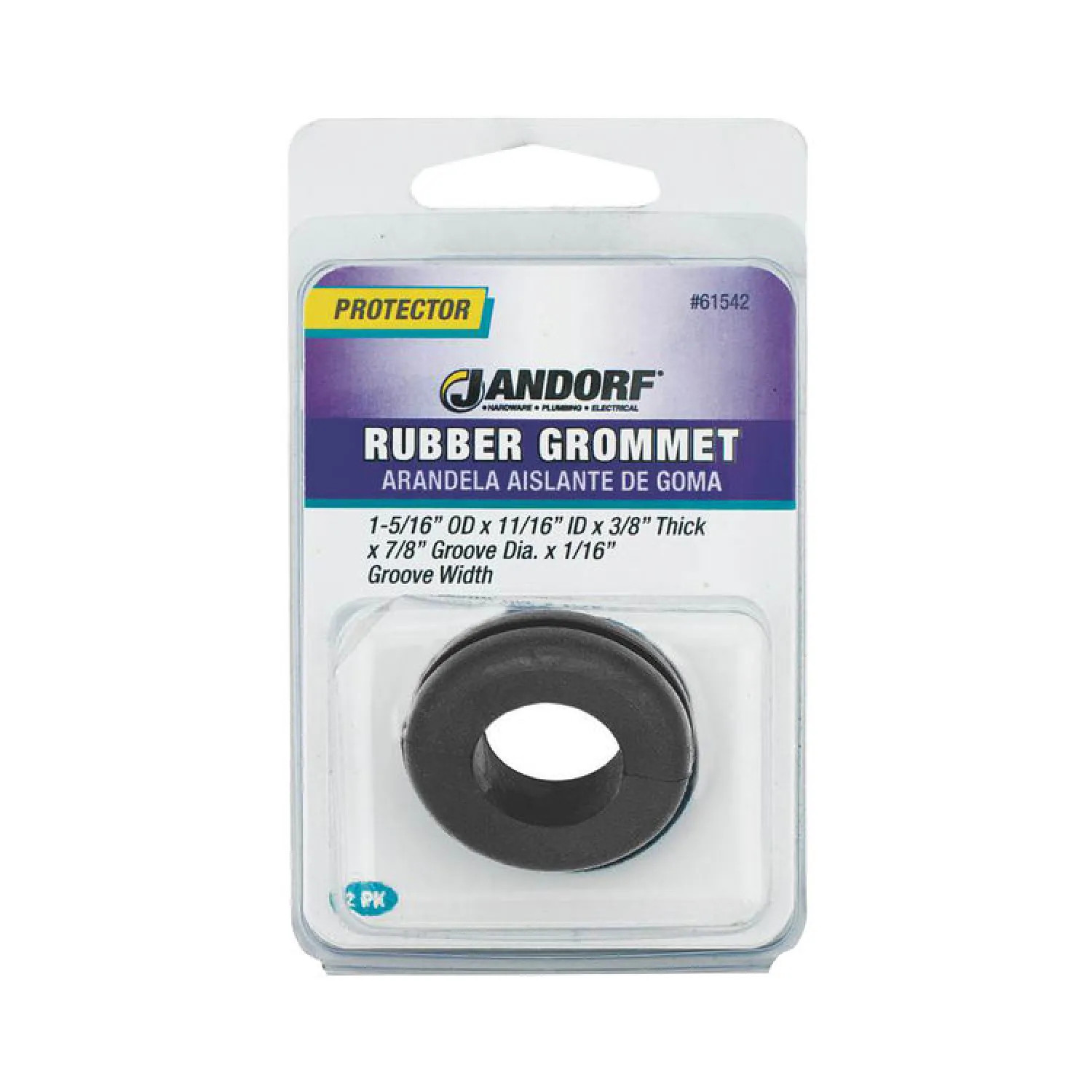 Jandorf 61542 Jandorf 61542 Grommet, 11/16 in ID x 1-5/16 in OD x 3/8 in T, Rubber, Black