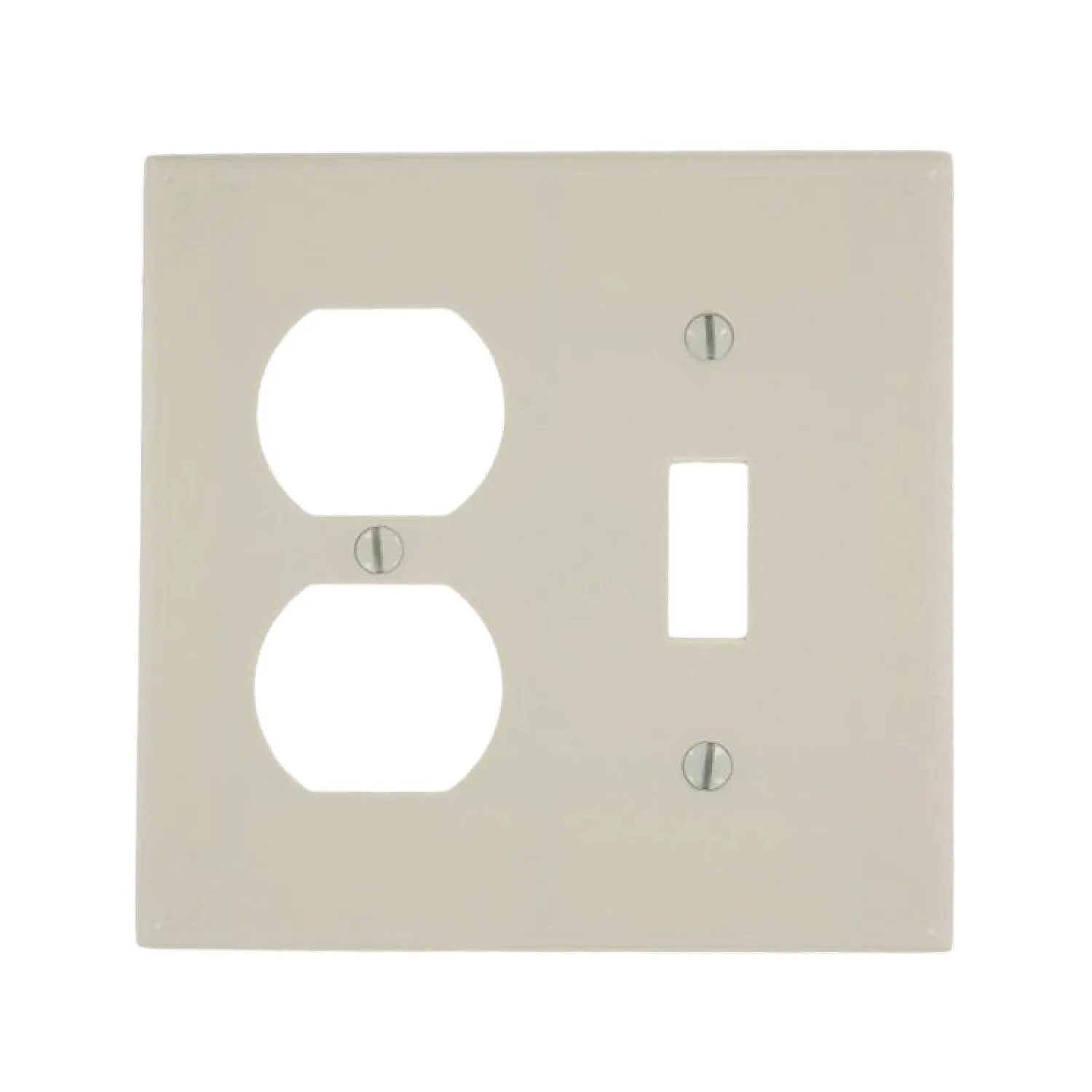 Leviton 000-78005-000 Leviton 000-78005-000 1-Duplex 1-Toggle Standard Size Wall Plate, 2 Gang, 4.5 in L X 4.56 in W 0.22 in T, Light Almond