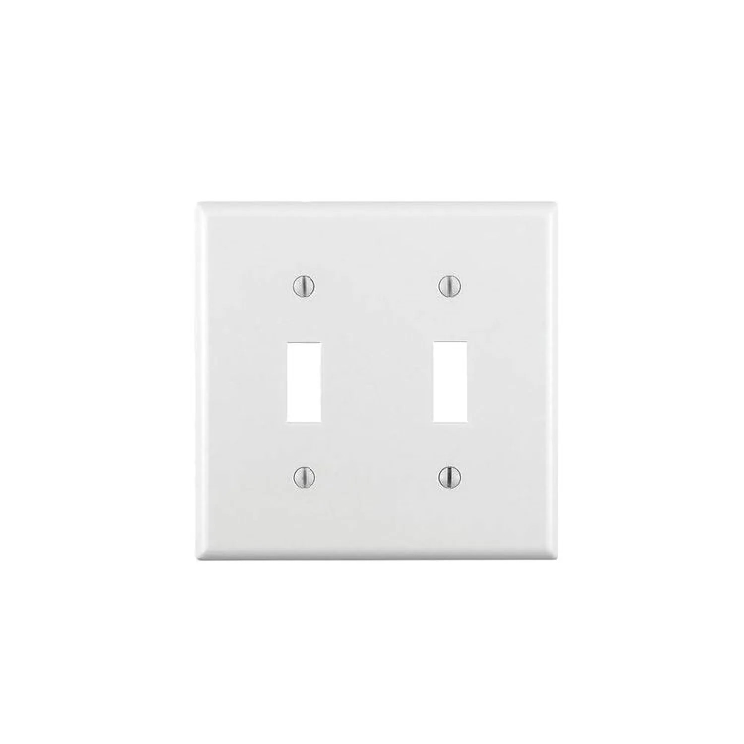Leviton 001-88009-000 Leviton 001-88009-000 2-Toggle Standard Size Wall Plate, 2 Gang, 4.5 in L X 4.56 in W 0.22 in T, White, Smooth