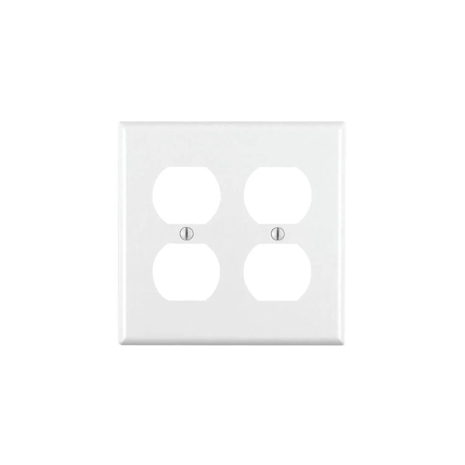 Leviton 001-88016-000 Leviton 001-88016-000 2-Duplex Receptacle Standard Size Wall Plate, 2 Gang, 4.5 in L X 4.56 in W 0.22 in T, White