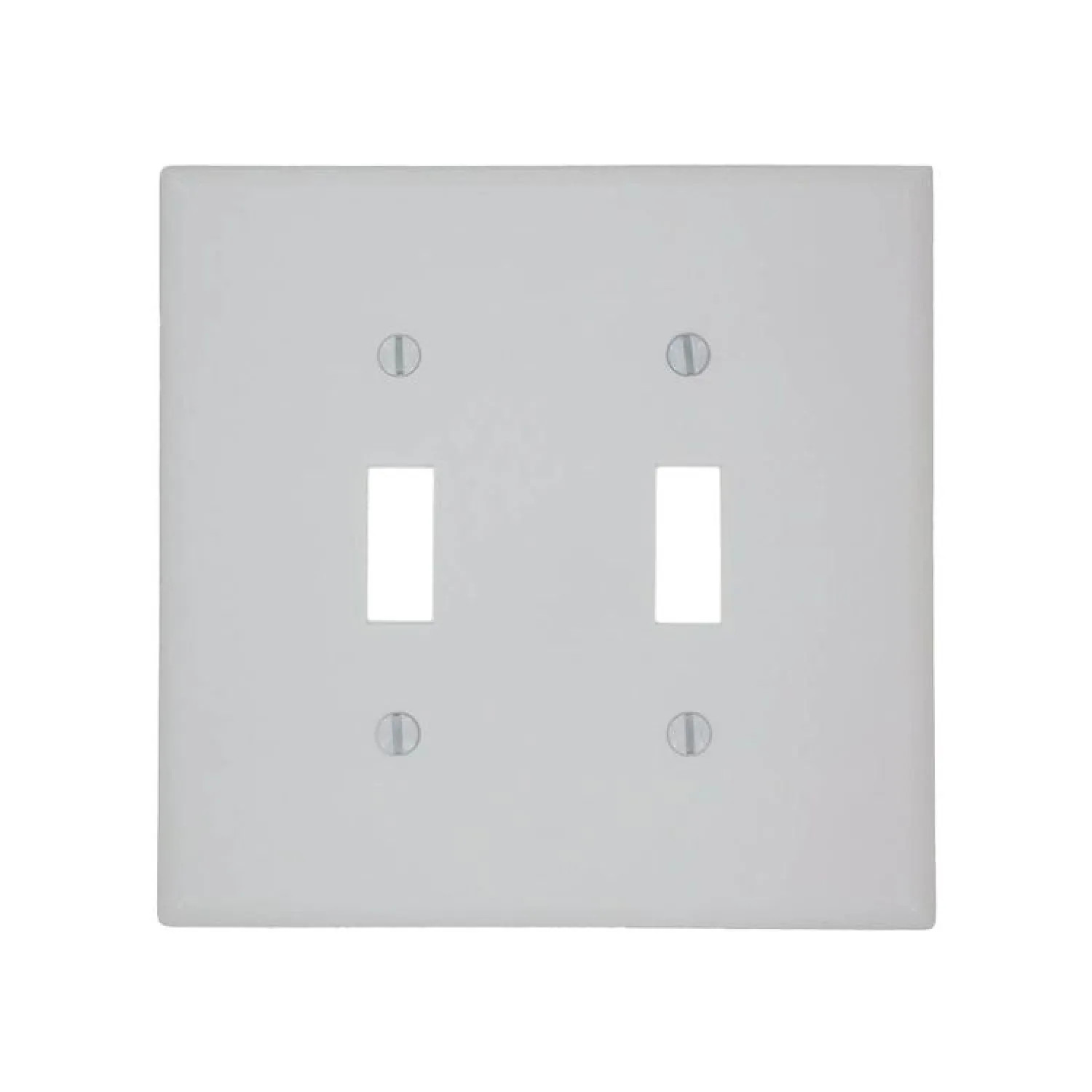 Leviton 003-80509-00W Leviton 003-80509-00W 2-Toggle Midway Size Wall Plate, 2 Gang, 4.88 in L X 4.94 in W 0.255 in T, White, Smooth