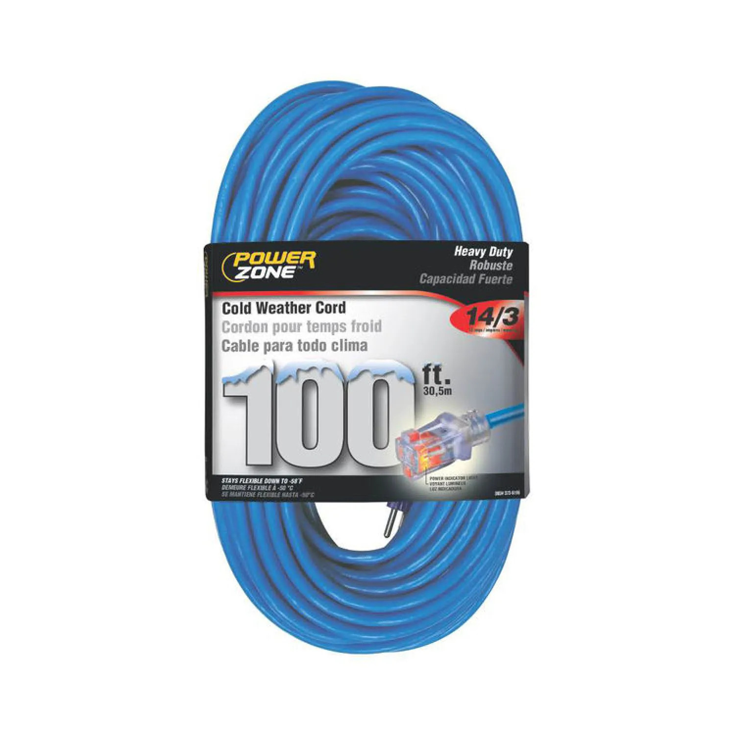 Power Zone ORCW511735 Glacier ORCW511735 Round Extension Cord, 14/3, 100 ft