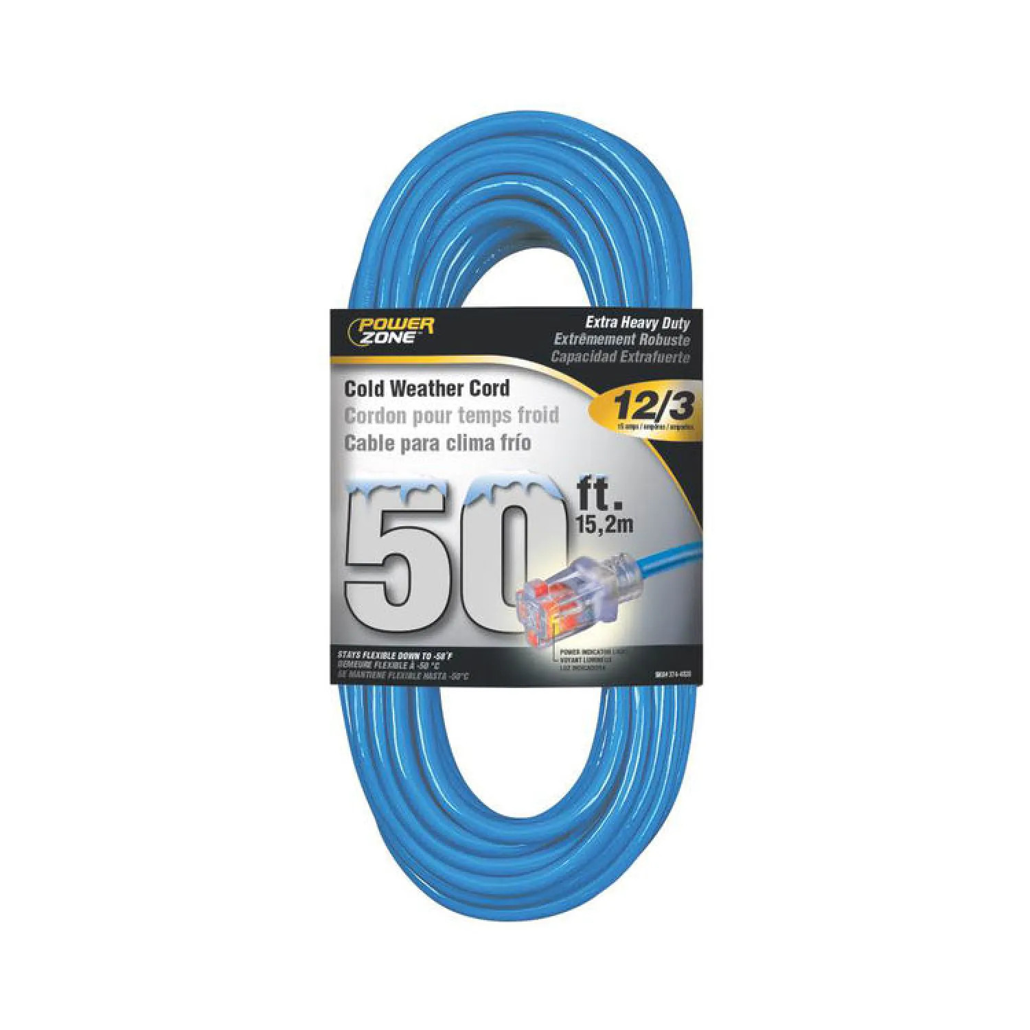 Power Zone ORCW511830 Glacier ORCW511830 Round Extension Cord, 12/3, 50 ft