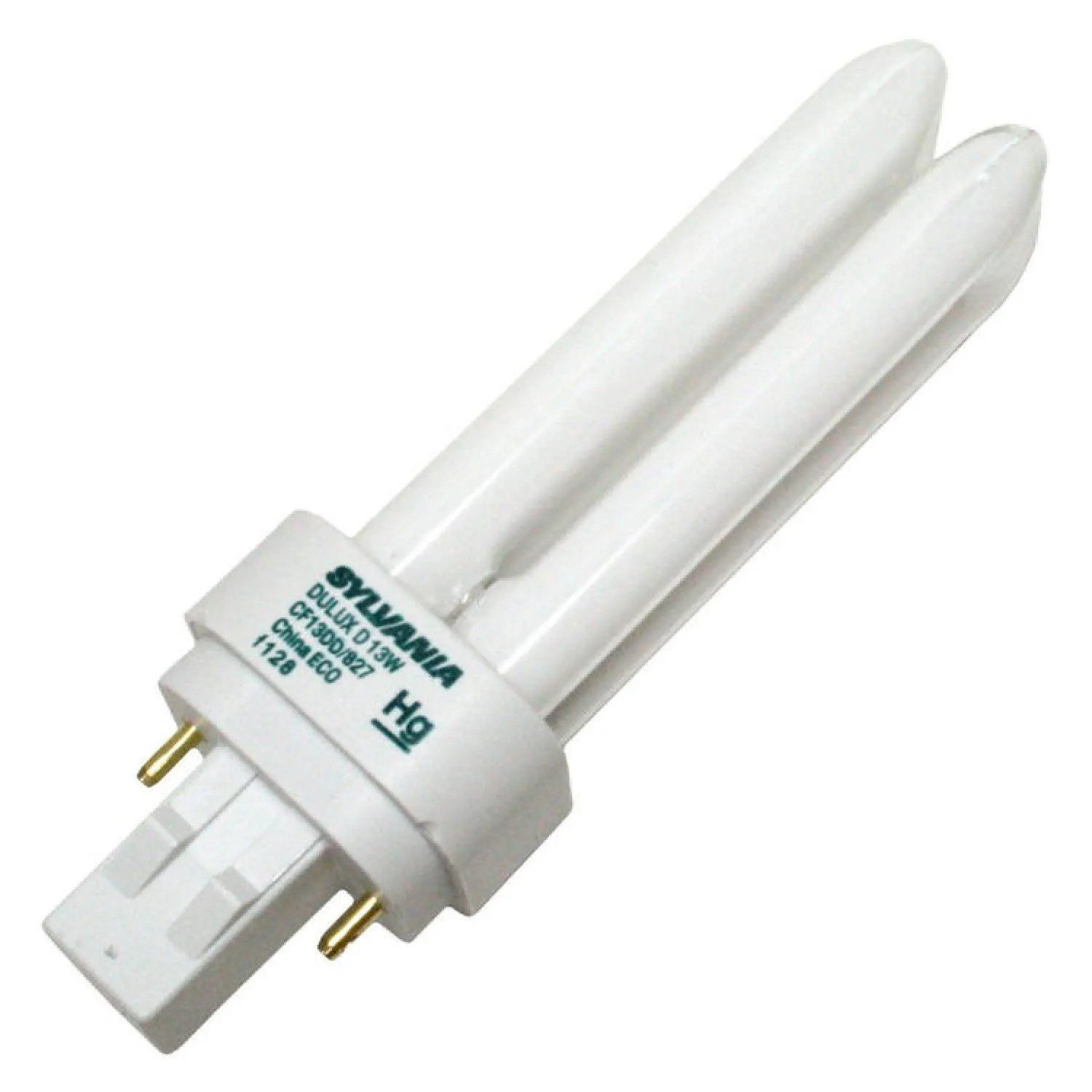 Sylvania 20480 Dulux D 20480 Double Tube Compact Fluorescent Lamp, 13 W, T4, Bipin GX23-2, 10000 hr