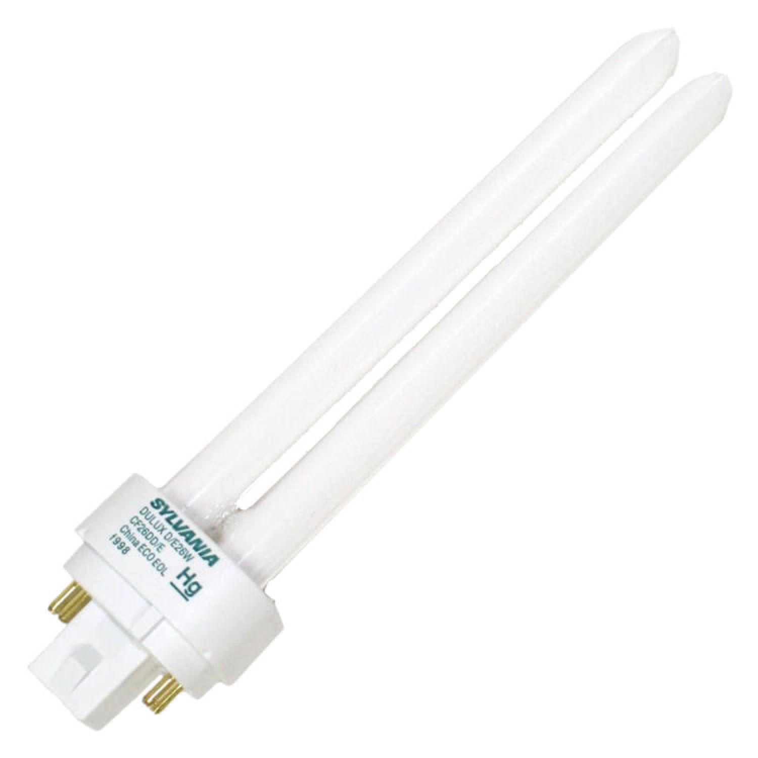Sylvania 20941 Dulux D/E 20941 Double Tube Compact Fluorescent Lamp, 26 W, T4, 4-Pin G24Q-3, 12000 hr