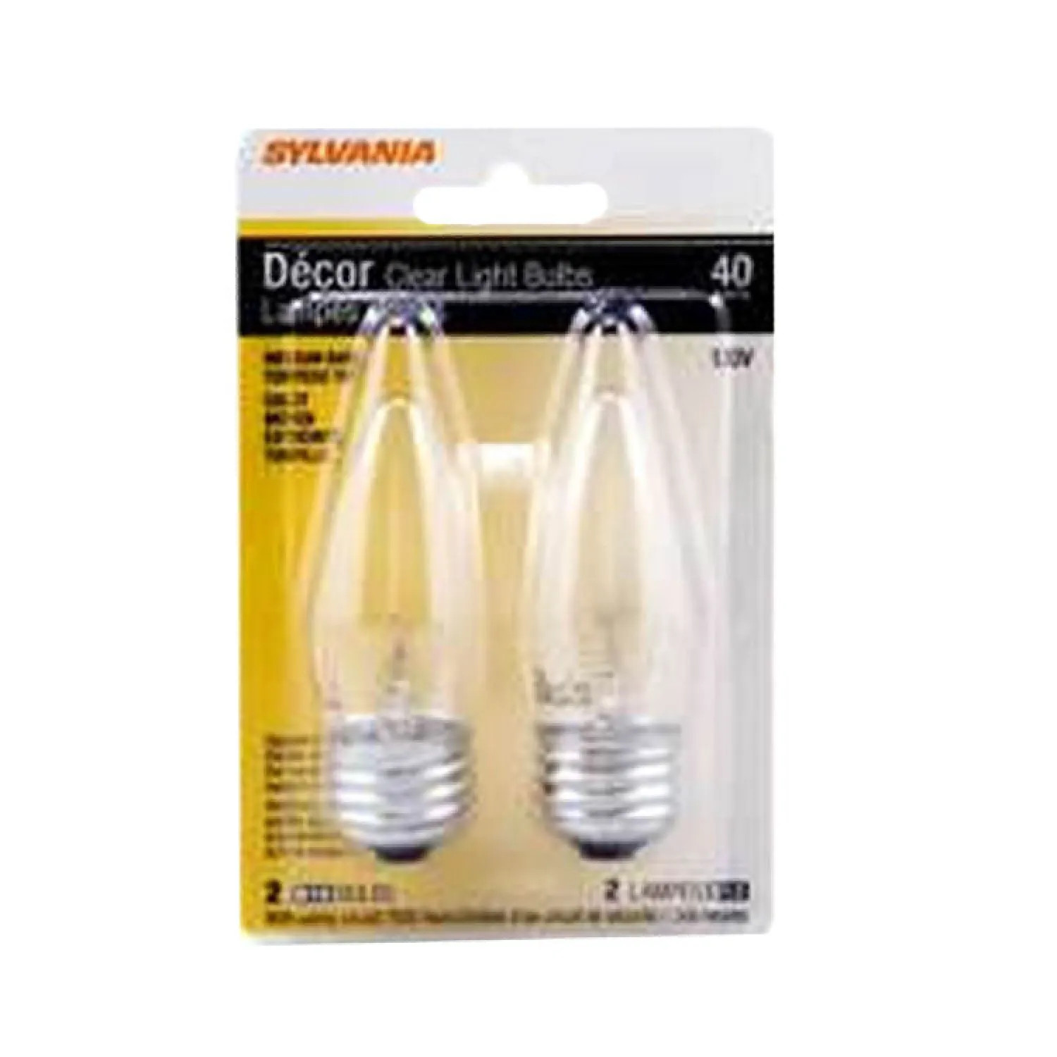 Sylvania 40WB10/MED/2PK Osram Sylvania 13719 Decorative Incandescent Lamp, 40 W, 120 V, B10, Medium Screw ,, 1500 hr