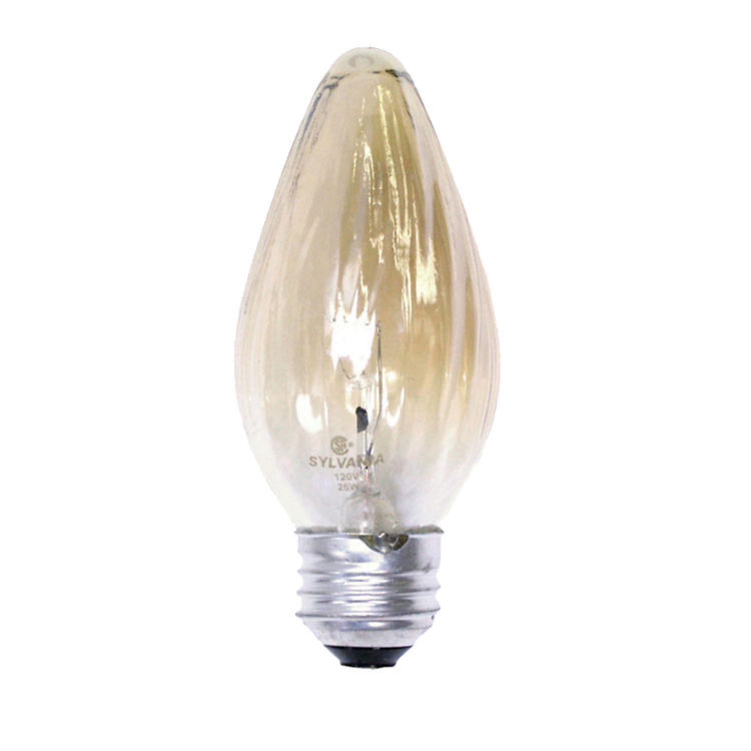 Sylvania 25W/WHT/MED/FLAM2 Osram Sylvania 13820 Decorative Incandescent Lamp, 25 W, 120 V, F15, Medium Screw ,, 1500 hr