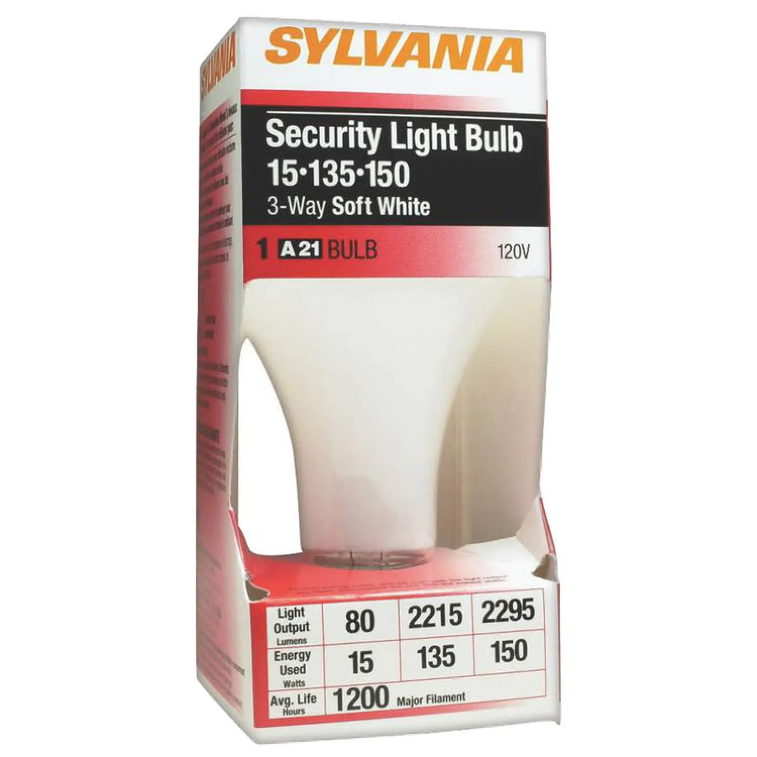 Sylvania 15/150W/3WAY/SW Osram Sylvania 18009 3-Way Incandescent Lamp, 15/135/150 W, 120 V, A21, Medium Screw ,d
