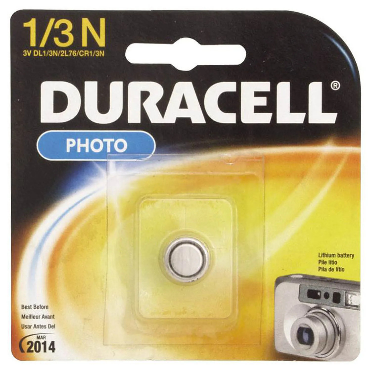 Duracell DL1/3NBBPK Duracell DL1/3NBBPK 3-Volt 1/3N Lithium Battery