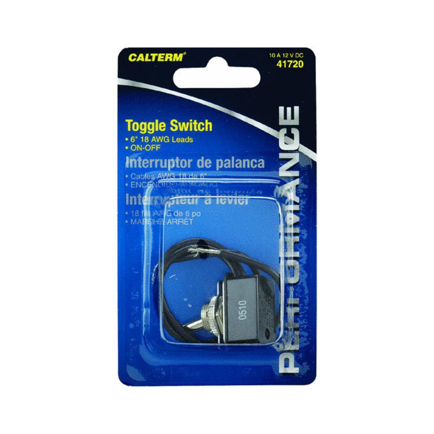 Calterm 41720 Calterm 41720 Automotive Toggle Switch with Leads, 12 VDC, 10 A
