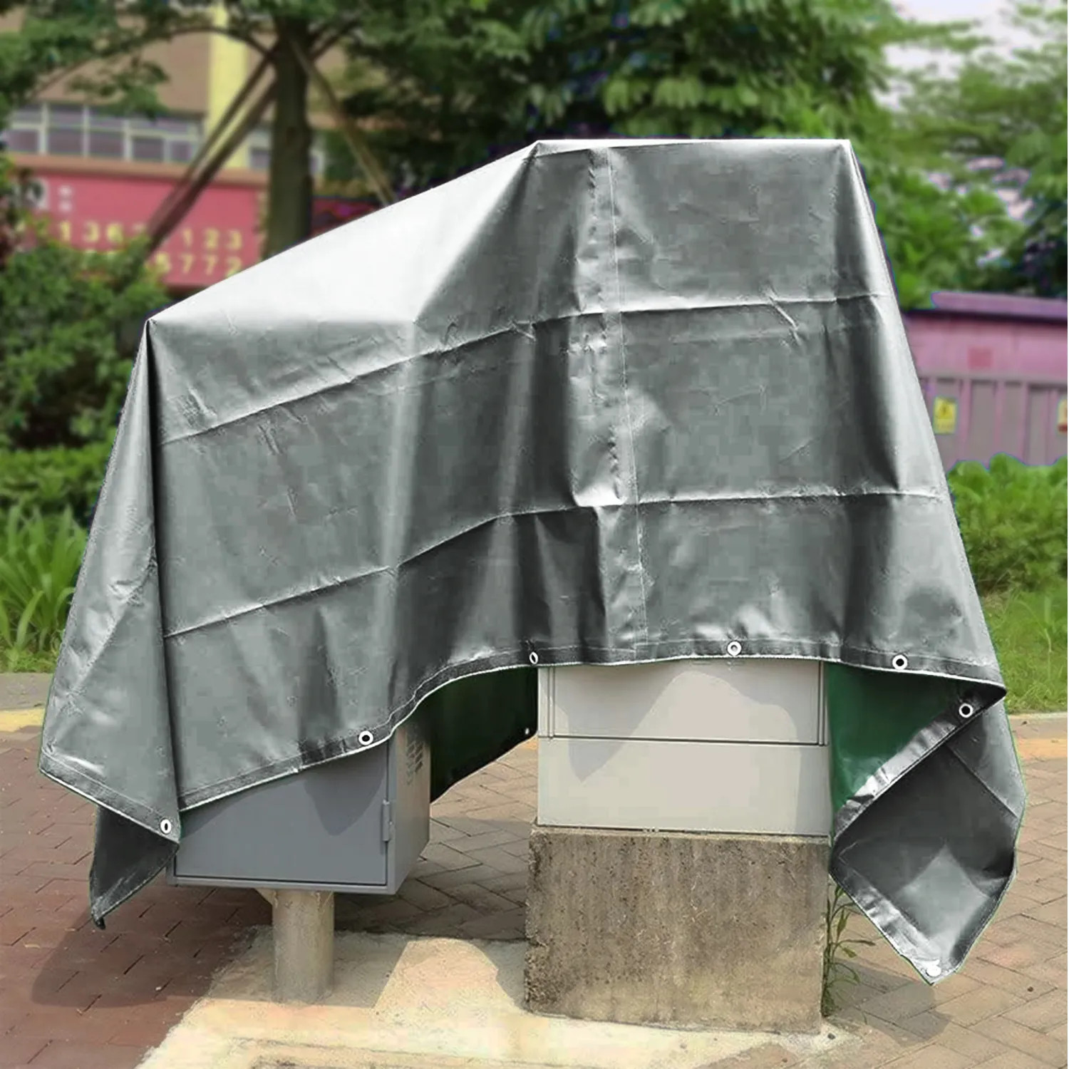 Pro Source T2040GS140 ProSource 40' x 20' Heavy-Duty Reversible Tarpaulin with Aluminum Grommet, UV/Tear-Resistant, Polyethylene - T2040GS140