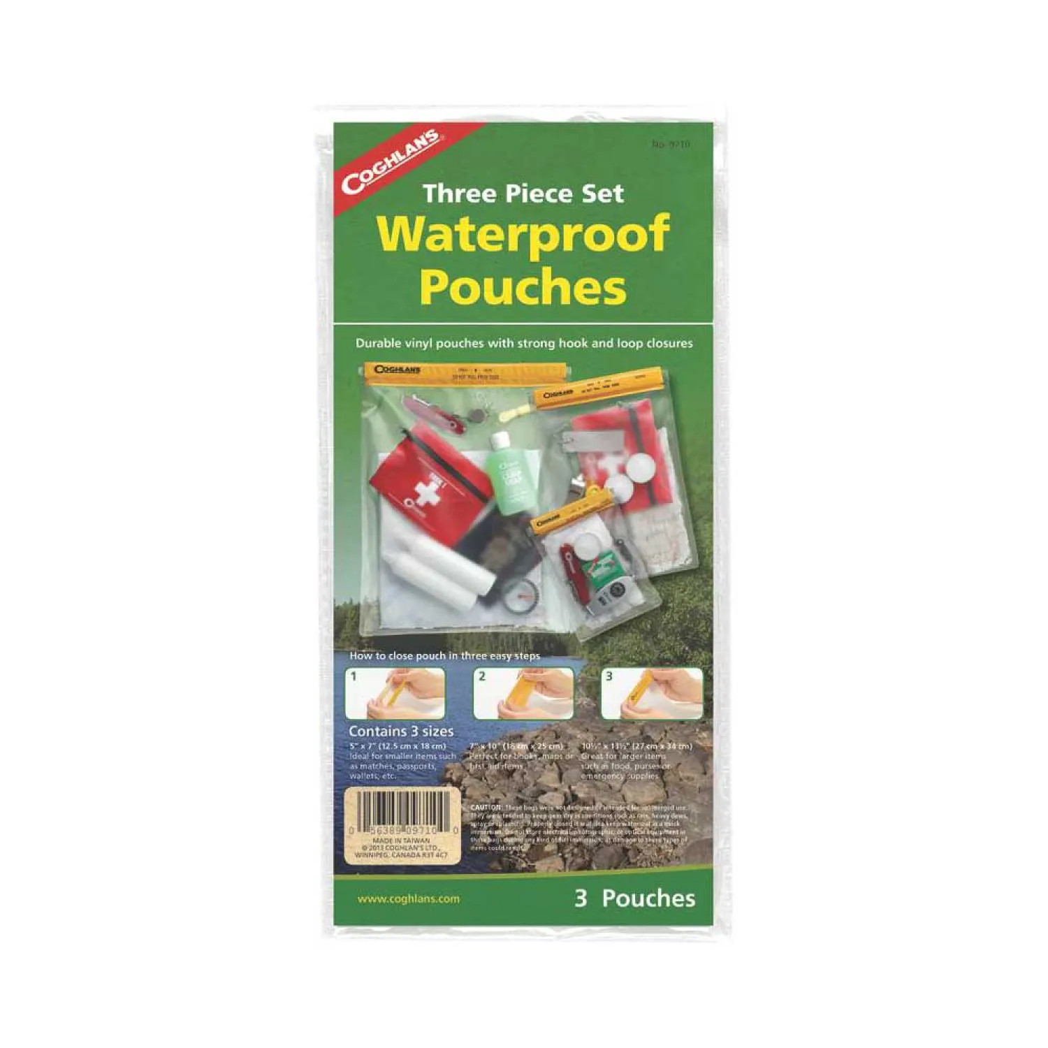Coghlan 9710 Coghlans Water-Resistant Pouches, Welded Vinyl, Clear, 3-Pack - 9710