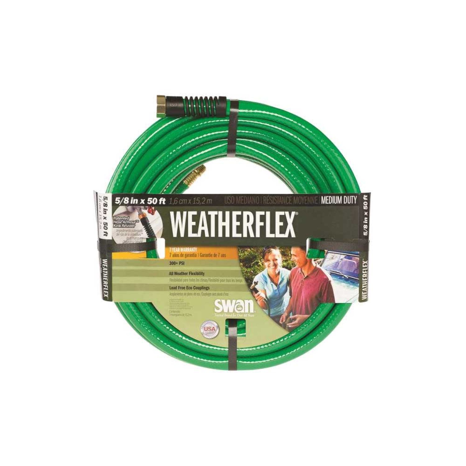 Colorite SNWF58050 Swan SNWF58050 Medium Duty Garden Hose, 5/8 in ID 50 ft L, Green