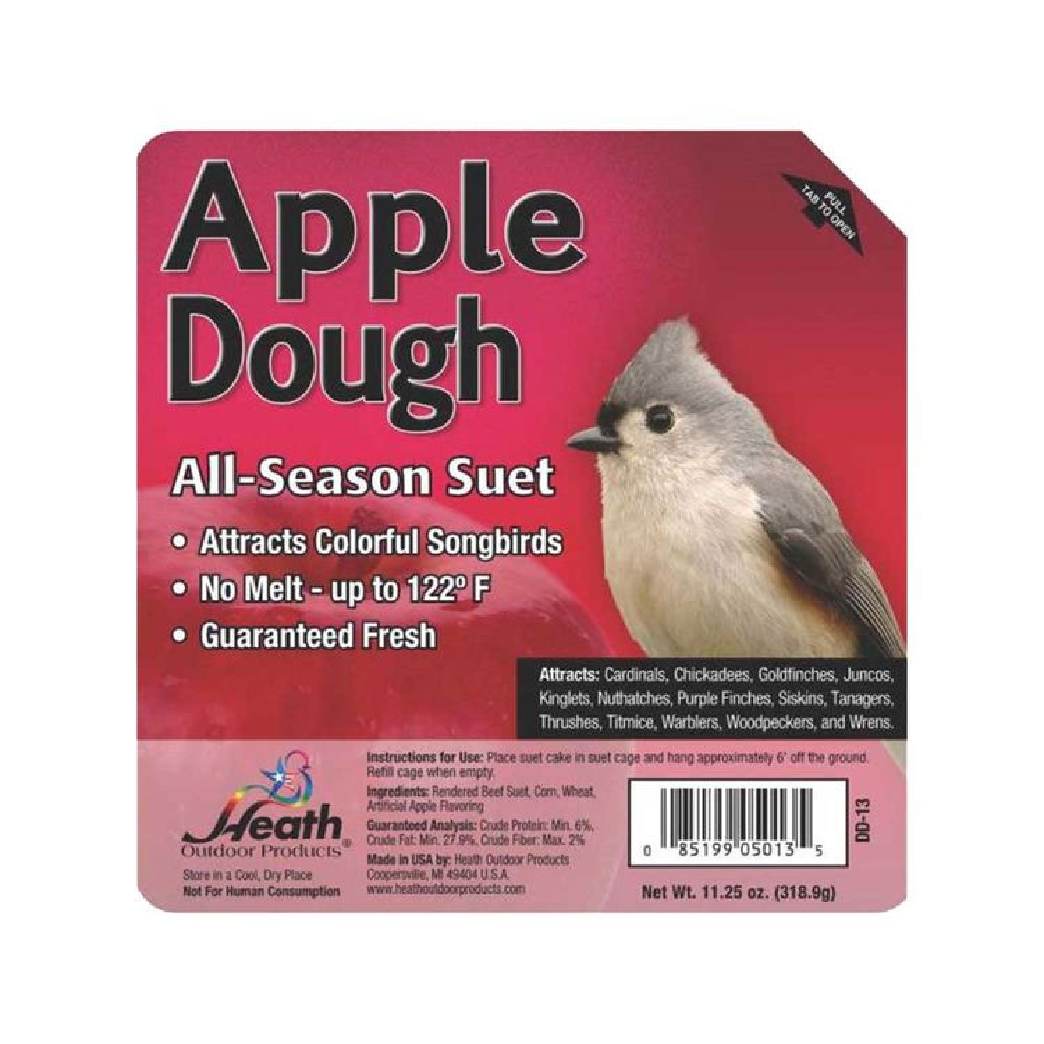 Heath DD-13 Heath Outdoor DD-13 All Season Apple Dough Suet Cake, 11.25 oz