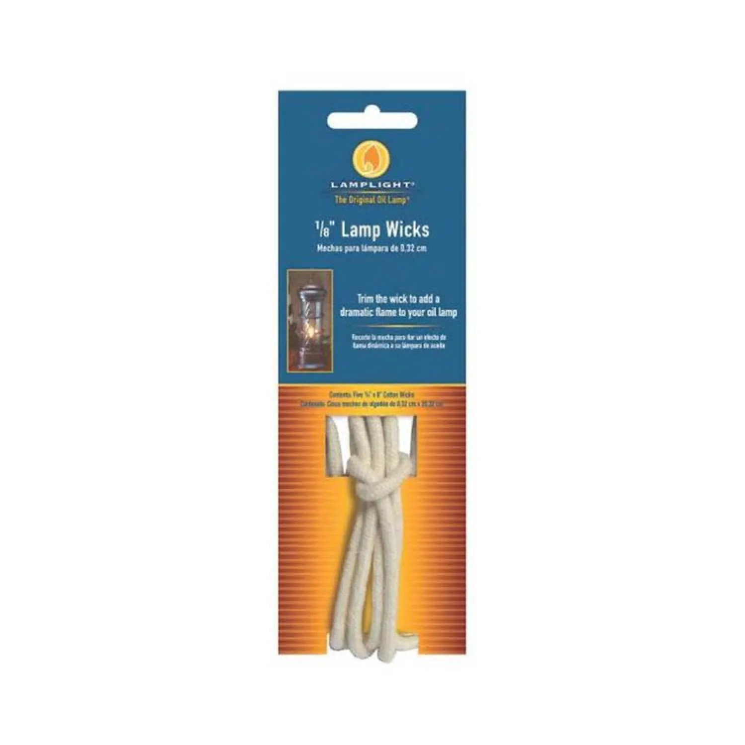 Lamplight 9997 TIKI 9997 Replacement Round Wick, 8 in L x 1/8 in Dia, Cotton