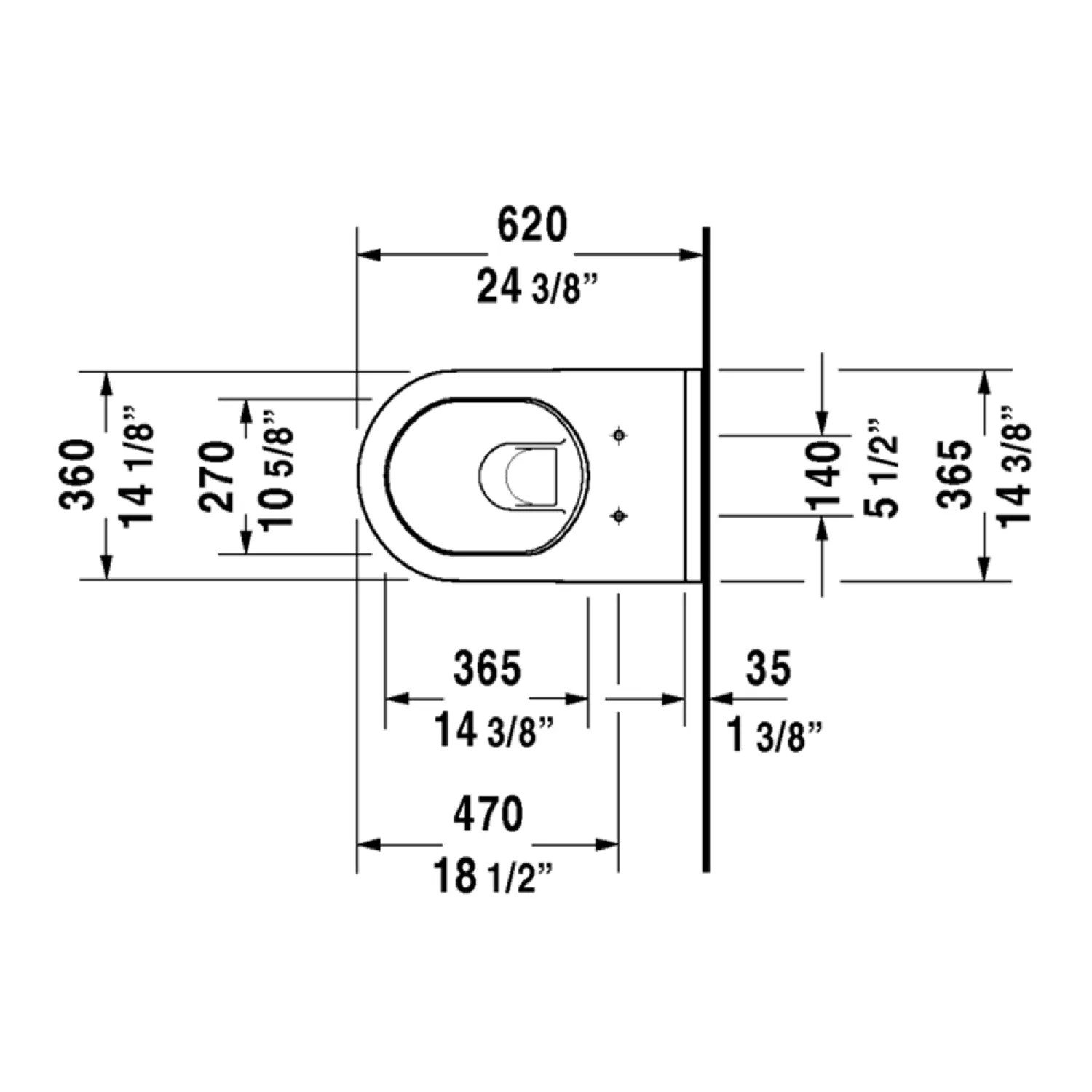Duravit 22260900921 Duravit 22260900921 Starck 3 Dual Flush One-Piece Wall Mounted Elongated Toilet - White