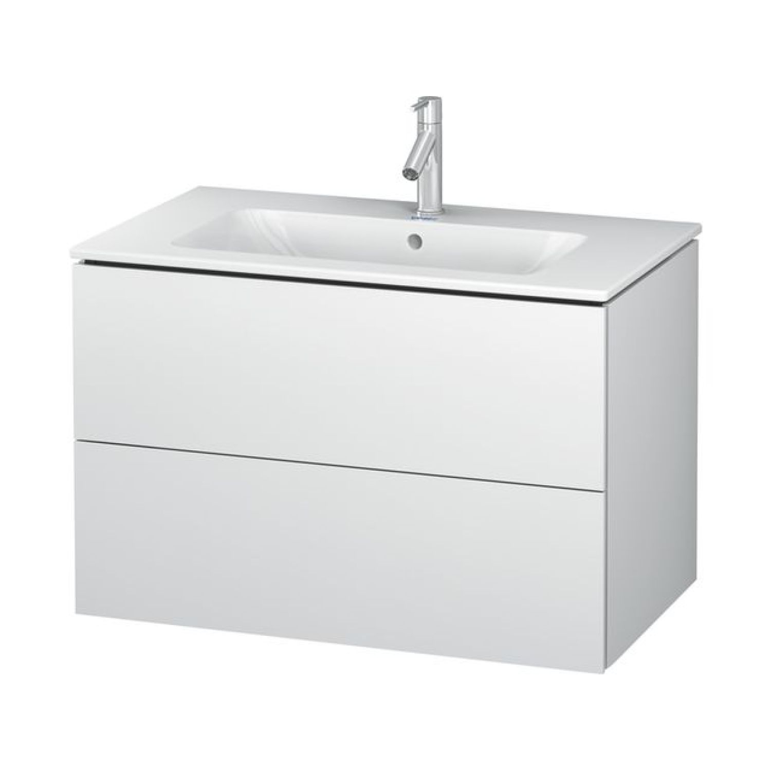 Duravit LC624101818 Duravit L-Cube 32-/4in Wall-Mount Single Bathroom Vanity Cabinet with Two Drawers for ME by Starck 233683 Wash Basin, White Matte - LC624101818