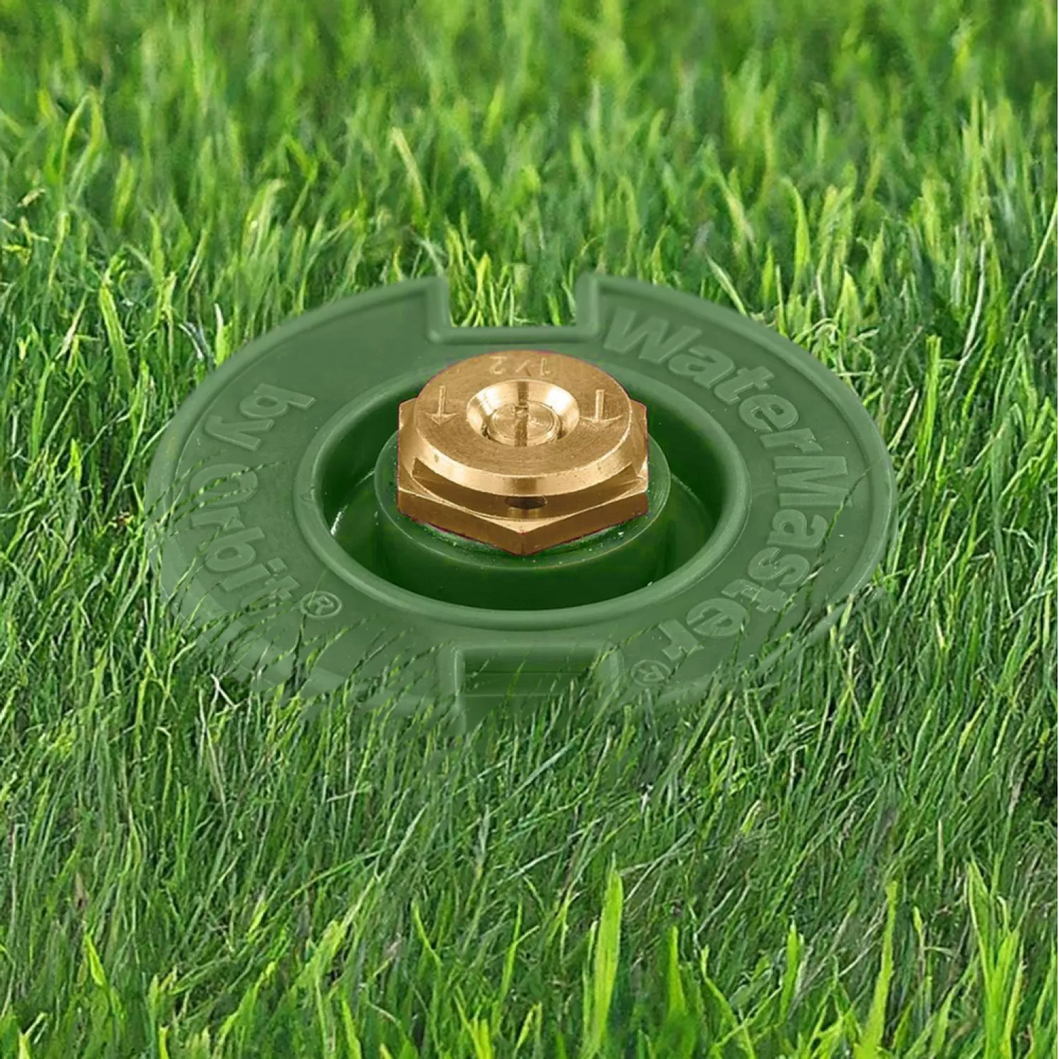 Orbit 54025 Orbit WaterMaster Half Circle Plastic Flush Sprinkler Head with Brass Nozzle, 15' Spray Distance - 54025