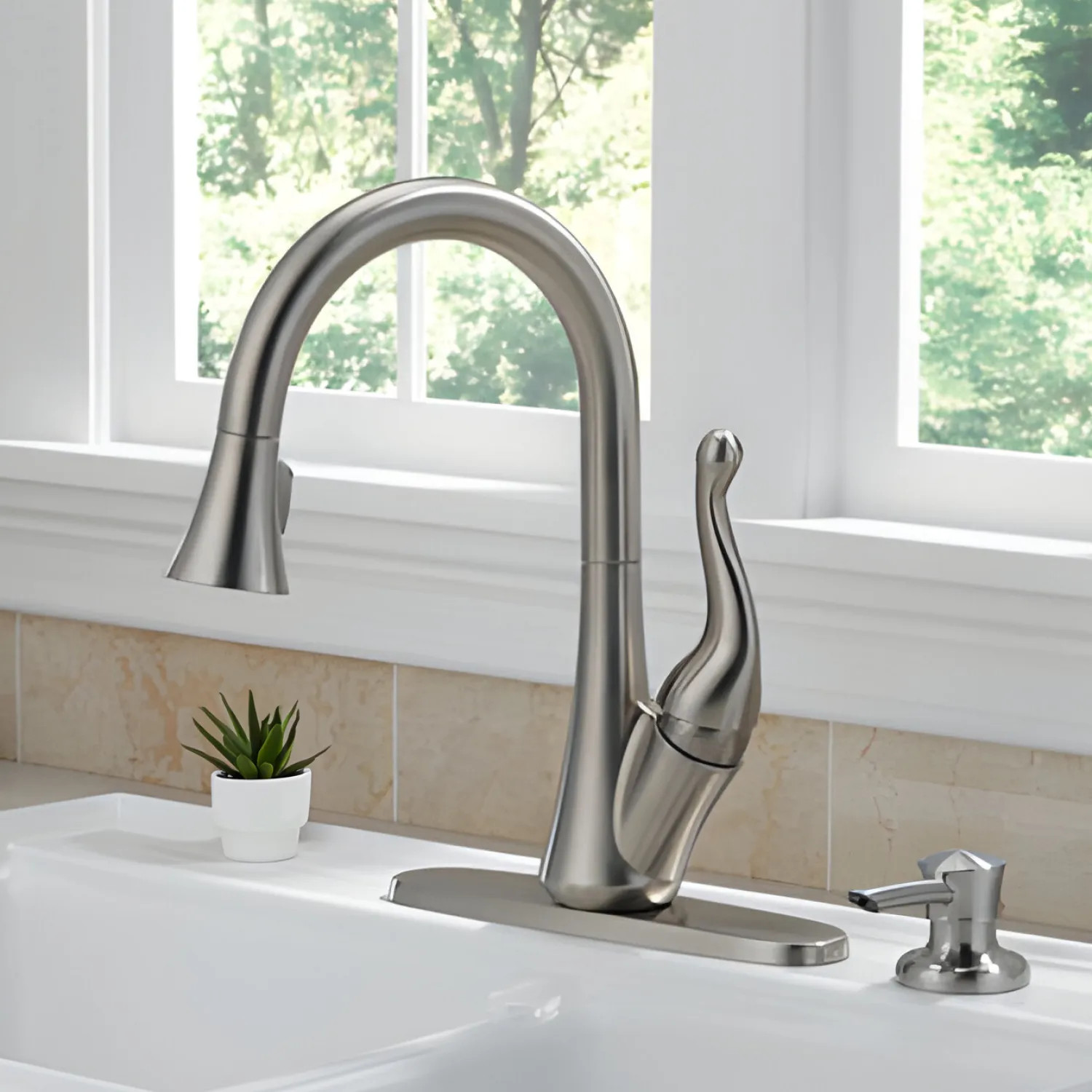 Delta 16968-SSSD-DST Delta Talbott Kitchen Pull-Down Kitchen Faucet w/ Soap Dispenser, Stainless - 16968-SSSD-DST