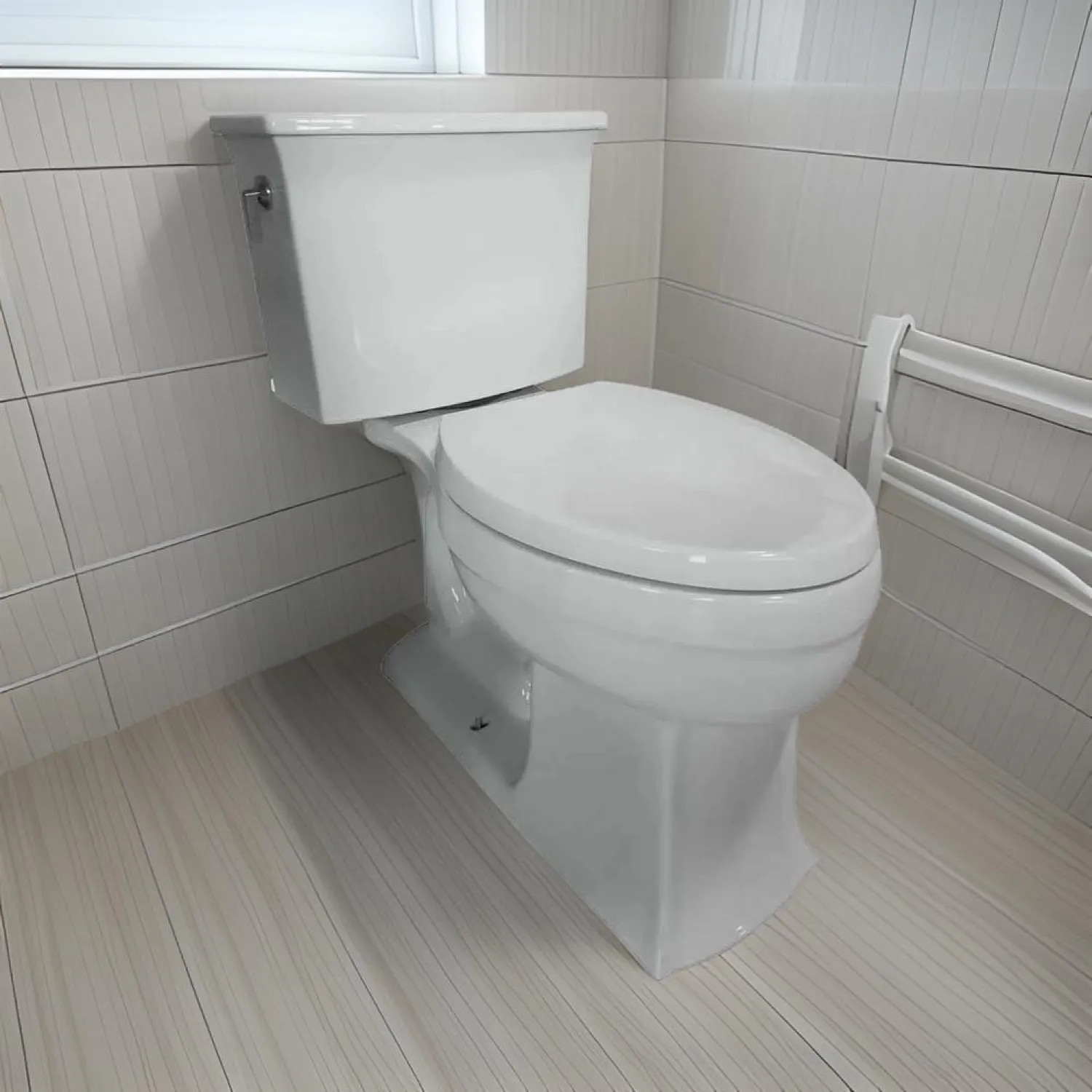 Kohler 3551-95 KOHLER Archer Non-Skirted Comfort Height Ice Grey Two-Piece Toilet, 1.28 GPF, Glazed Trapway, AquaPiston, Seat Not Included - K-3551-95