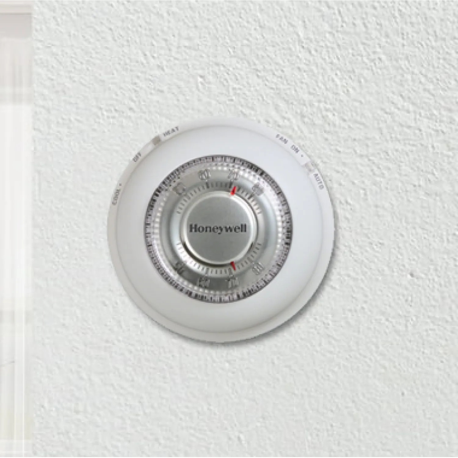 Honeywell T87K1007 Resideo Round Manual Non-Programmable Thermostat with Fahrenheit Plate, Heat Only, Premier White - T87K1007