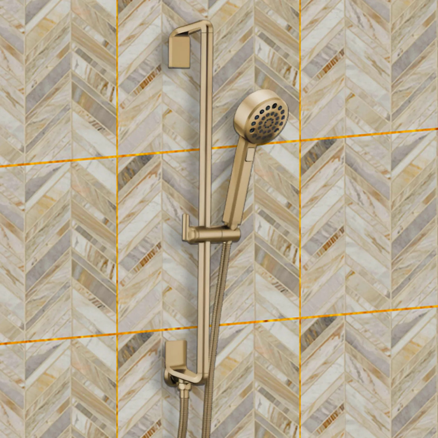 Brizo 88798-GL Brizo Levoir Multi-Function Hand Shower with Slide Bar, H2Okinetic, 1.75 GPM, Brilliance Luxe Gold - 88798-GL