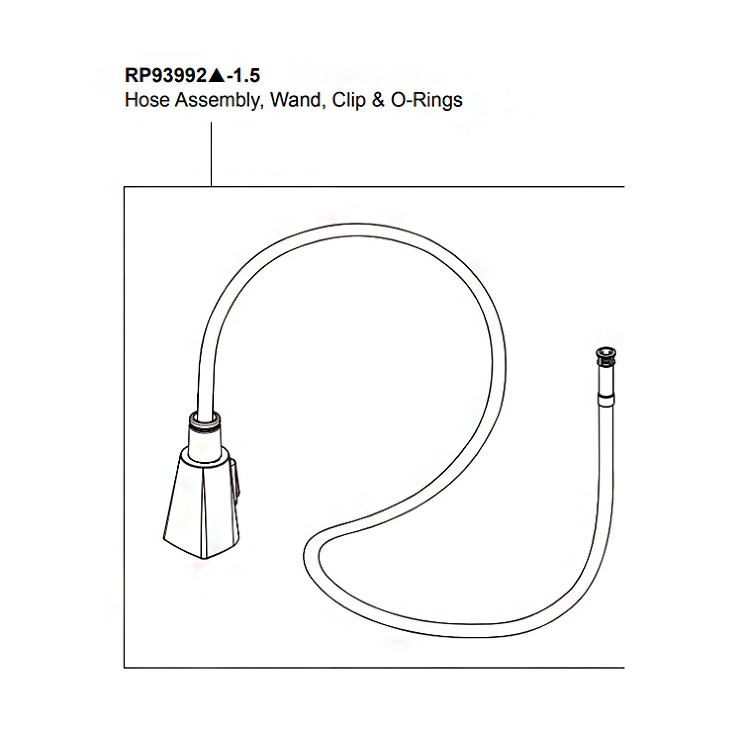 Peerless RP93992-1.5 Peerless Xander Series Wand Assembly with Hose, Clip, and O-rings, 1.5 GPM, Chrome - RP93992-1.5