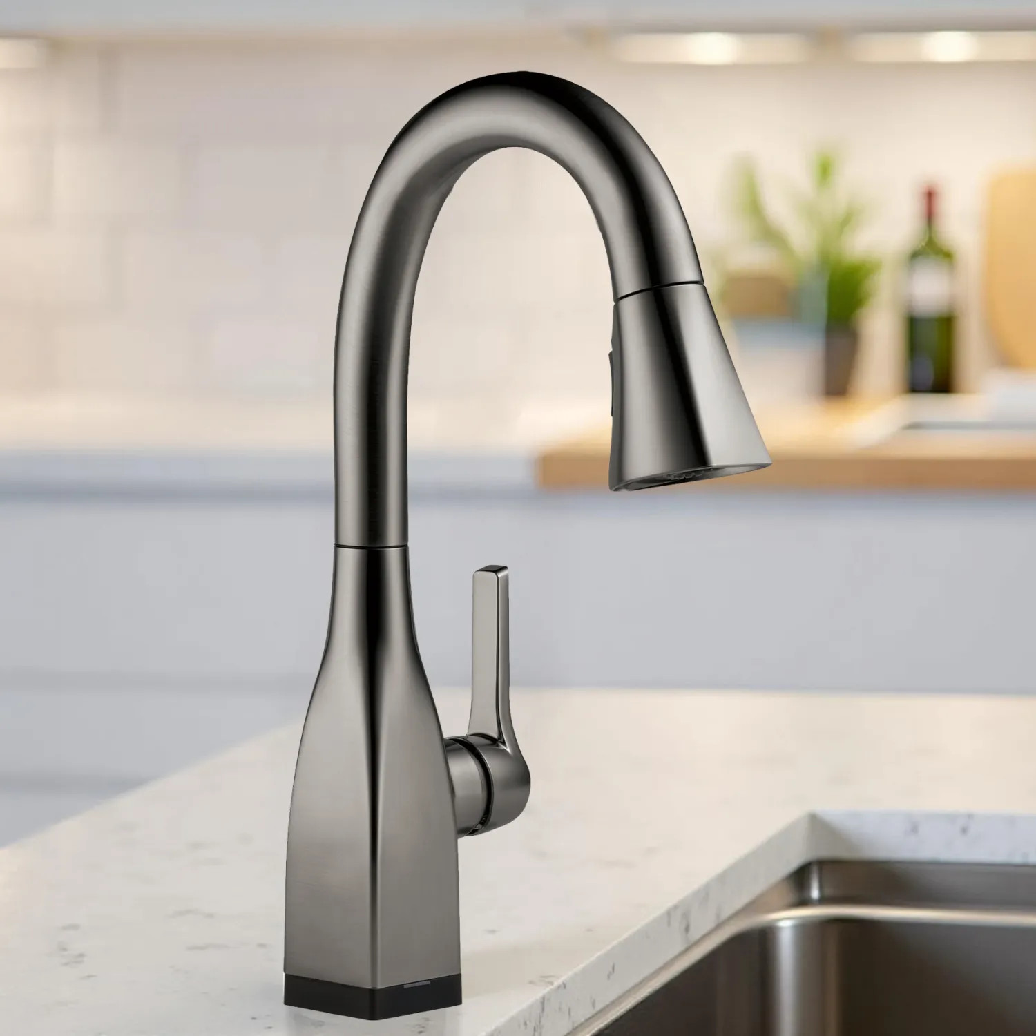Delta 9983T-KS-DST Delta Mateo Pull-Down Bar/Prep Faucet With Touch2O, Single Handle, DIAMOND Seal, MagnaTite, ADA, 1.8 GPM - Black Stainless - 9983T-KS-DST