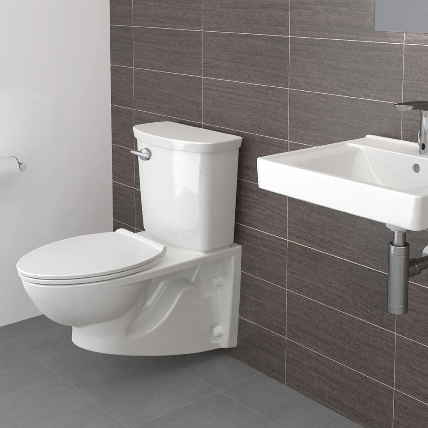 American Standard 2882.107.020 American Standard Glenwall VorMax Two-Piece Wall Hung Toilet, Less Seat, Elongated, 1.28 GPF, White - 2882.107.020