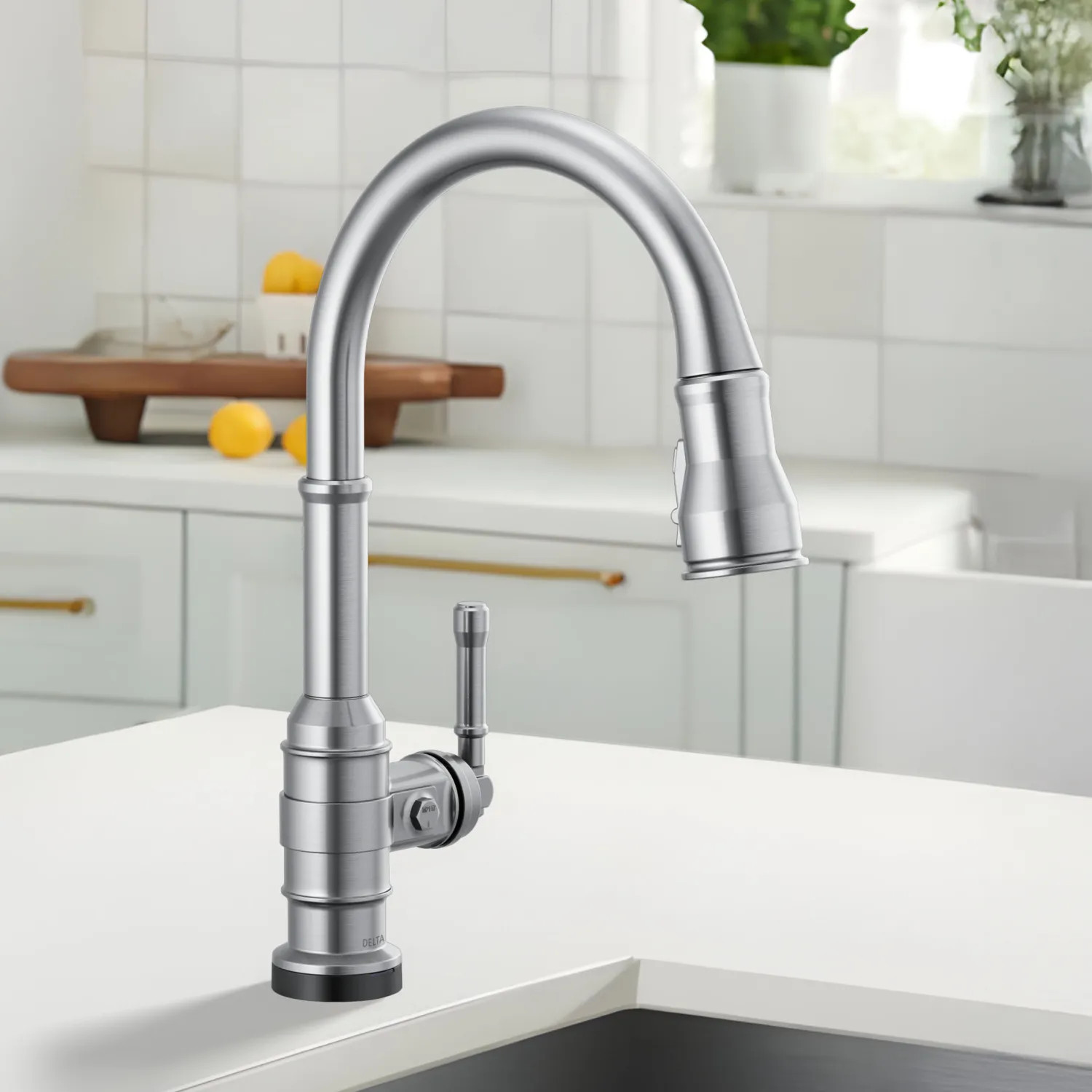 Delta 9190T-AR-DST Delta Broderick Single Handle Pull-Down Kitchen Faucet, Touch2O, DIAMOND Seal, MagnaTite, ShieldSpray, ADA, 1.8 GPM, Arctic Stainless - 9190T-AR-DST