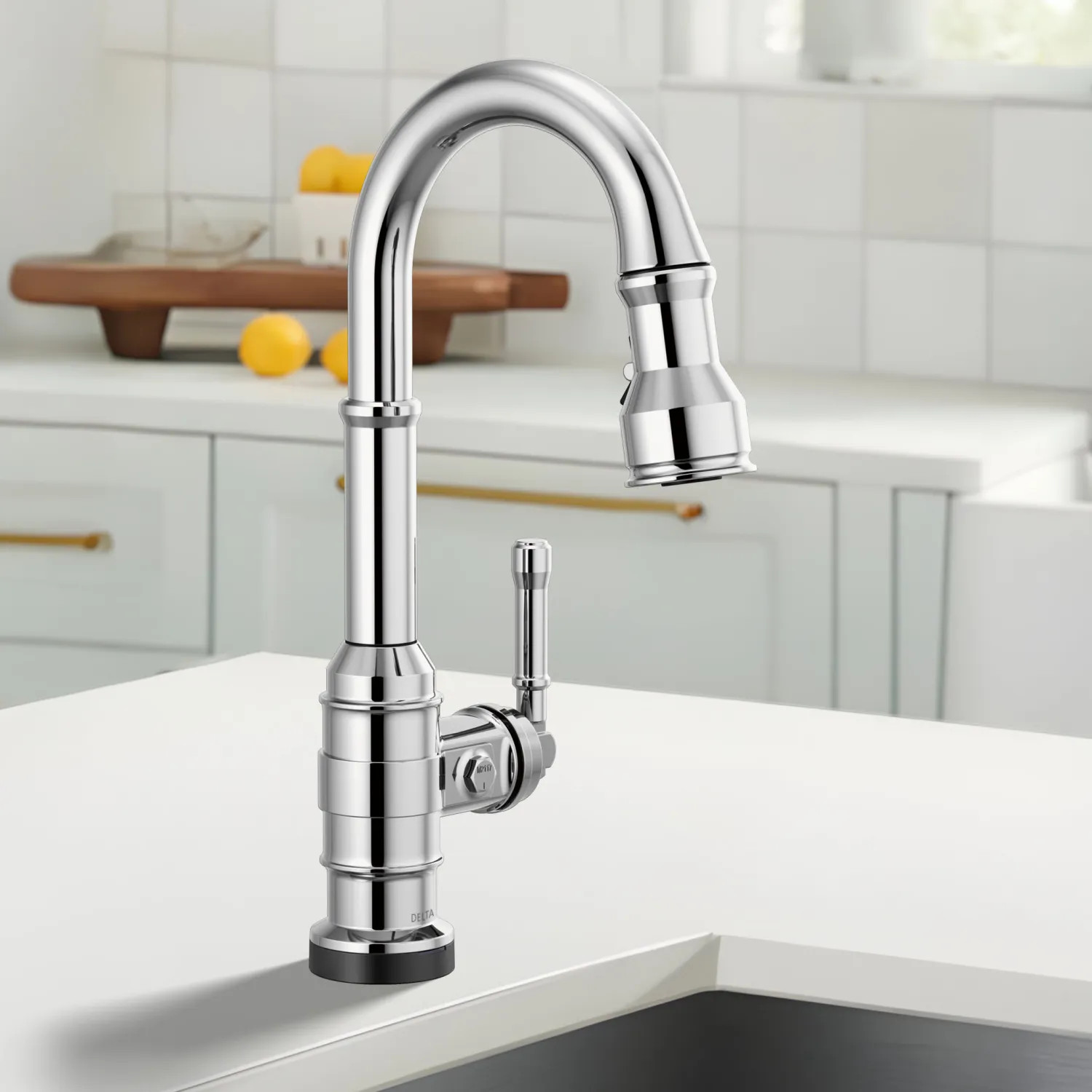 Delta 9990T-DST Delta Broderick Single Handle Pull-Down Bar/Prep Faucet, Touch2O, Diamond Seal, MagnaTite, ADA, 1.8 GPM, Chrome - 9990T-DST