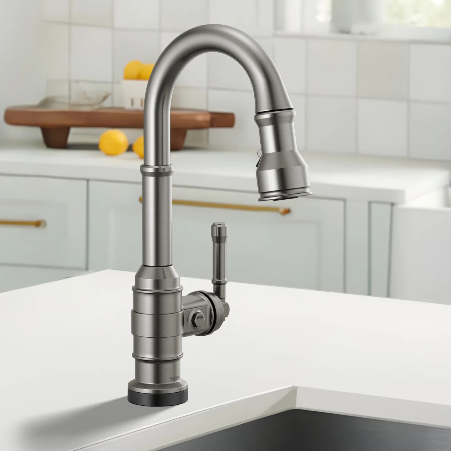 Delta 9990T-KS-DST Delta Broderick Single Handle Pull-Down Bar/Prep Faucet, Touch2O, Diamond Seal, MagnaTite, ADA, 1.8 GPM, Black Stainless - 9990T-KS-DST