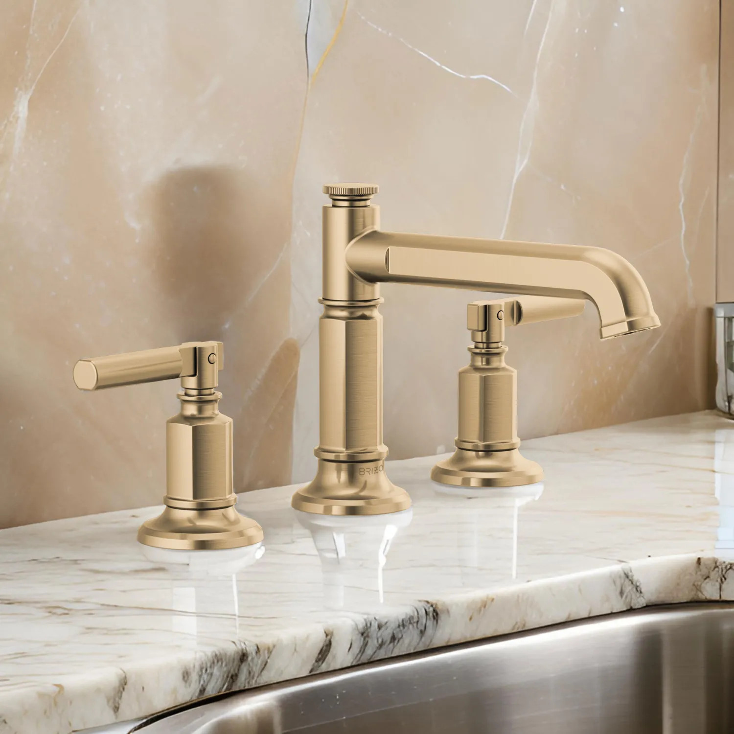Brizo Invari Two-Handle Widespread Brilliance Luxe Gold Bathroom